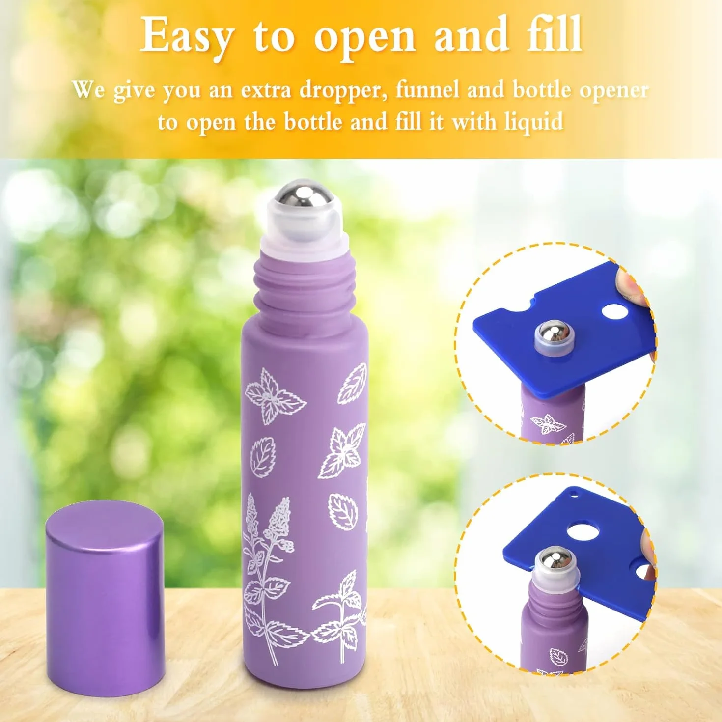 Bouteilles en Verre 10 ml pour Huiles Essentielles, Flacons Vide Rechargeable avec Compte-gouttes