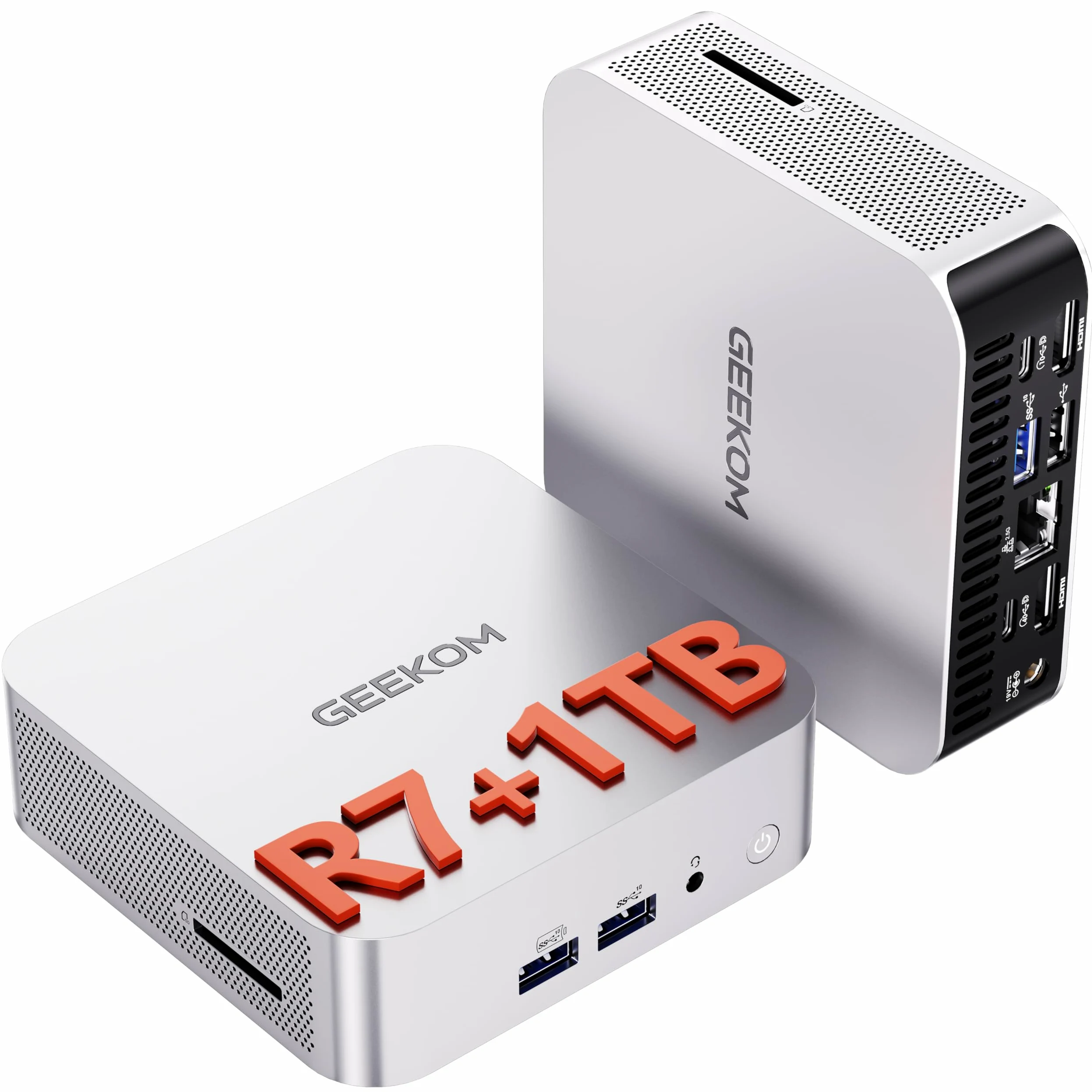 GEEKOM A6 Business Mini PC avec AMD Ryzen 7 6800H, 16Go DDR5 RAM, 1TB SSD | (Extensible), AMD Radeon 680M, USB4,2.5G LAN, Lecteur SD, Silencieux Mini Ordinateur Métallique Boîtier en Aluminium