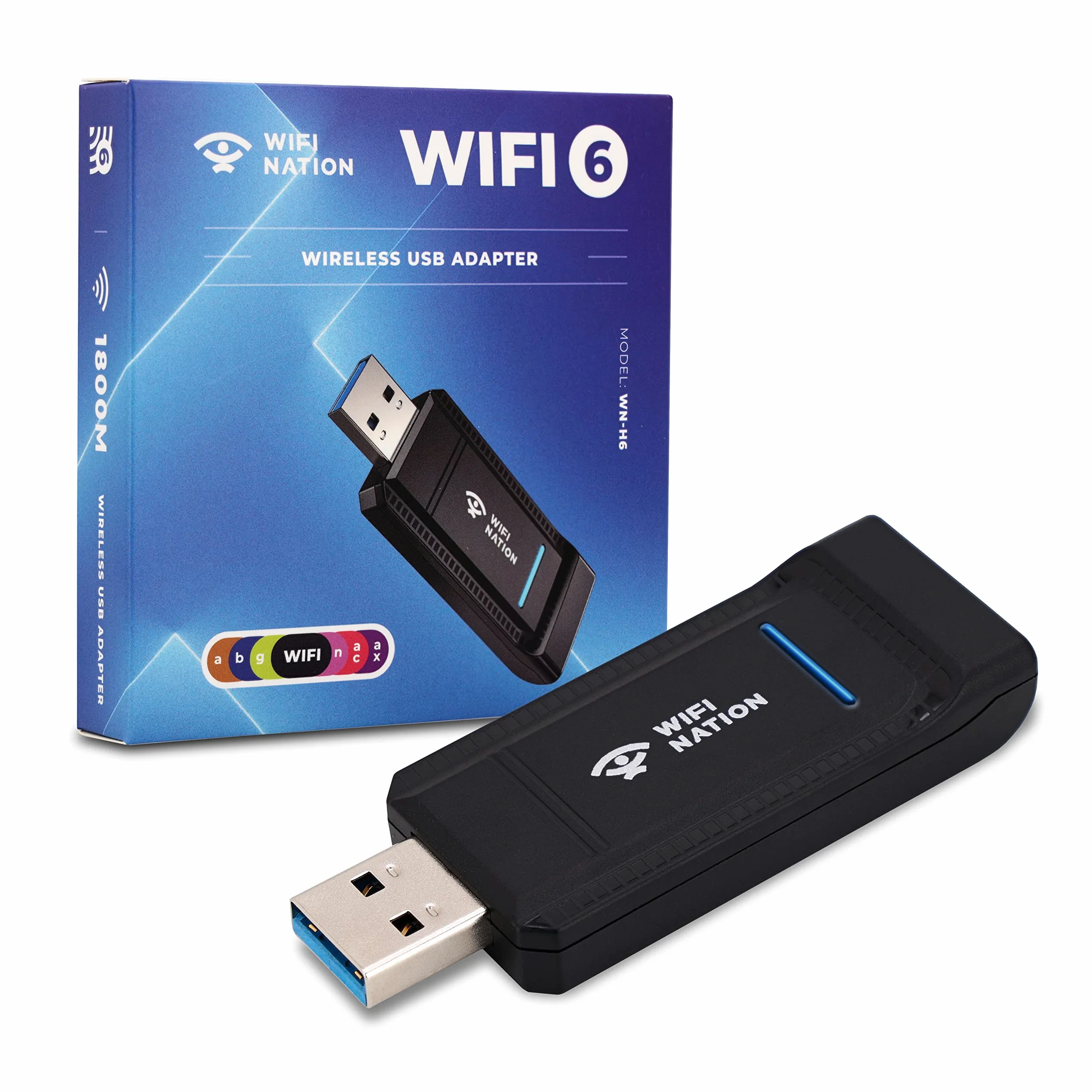 WiFi 6 AX1800 2T2R, puce USB 3.0 : RTL8832AU, adaptateur de dongle WiFi | adaptateur de carte réseau sans fil Gigabit 802.11ax | 5 GHz/2,4 GHz | Sécurité réseau WPA3 | Windows 7/10/11