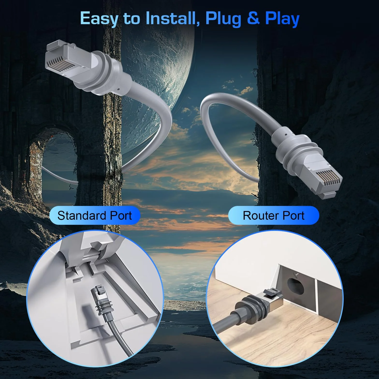 Câble Starlink Gen3 V3 40 m étanche gris pour kit standard Starlink
