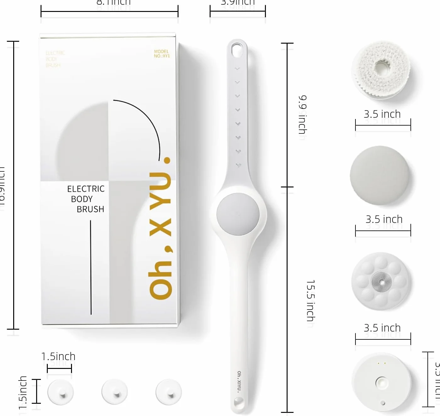 Brosse à récurer électrique IPX7 étanche charge USB longue poignée Blanc perle