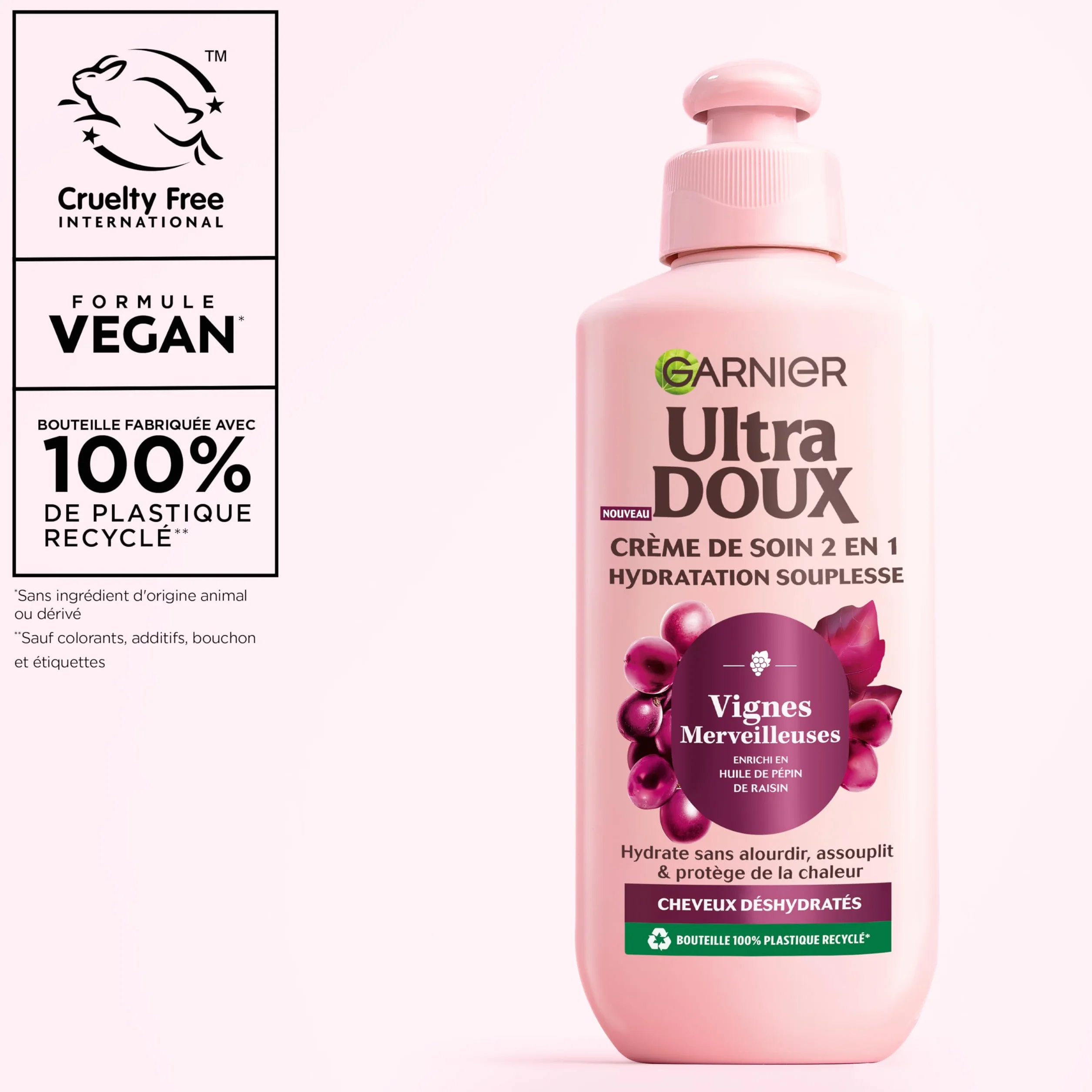 Garnier Ultra Doux Vignes Merveilleuses Crème de Soin 2-en-1 Cheveux Déshydratés 200 ml