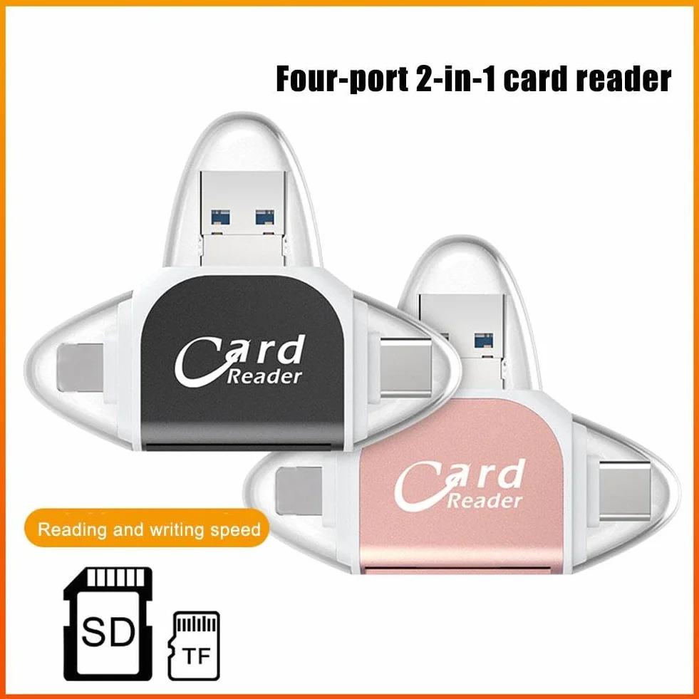 Lecteur de carte SD TF 4 en 1, adaptateur USB C multiport compatible iPhone MacBook Pro