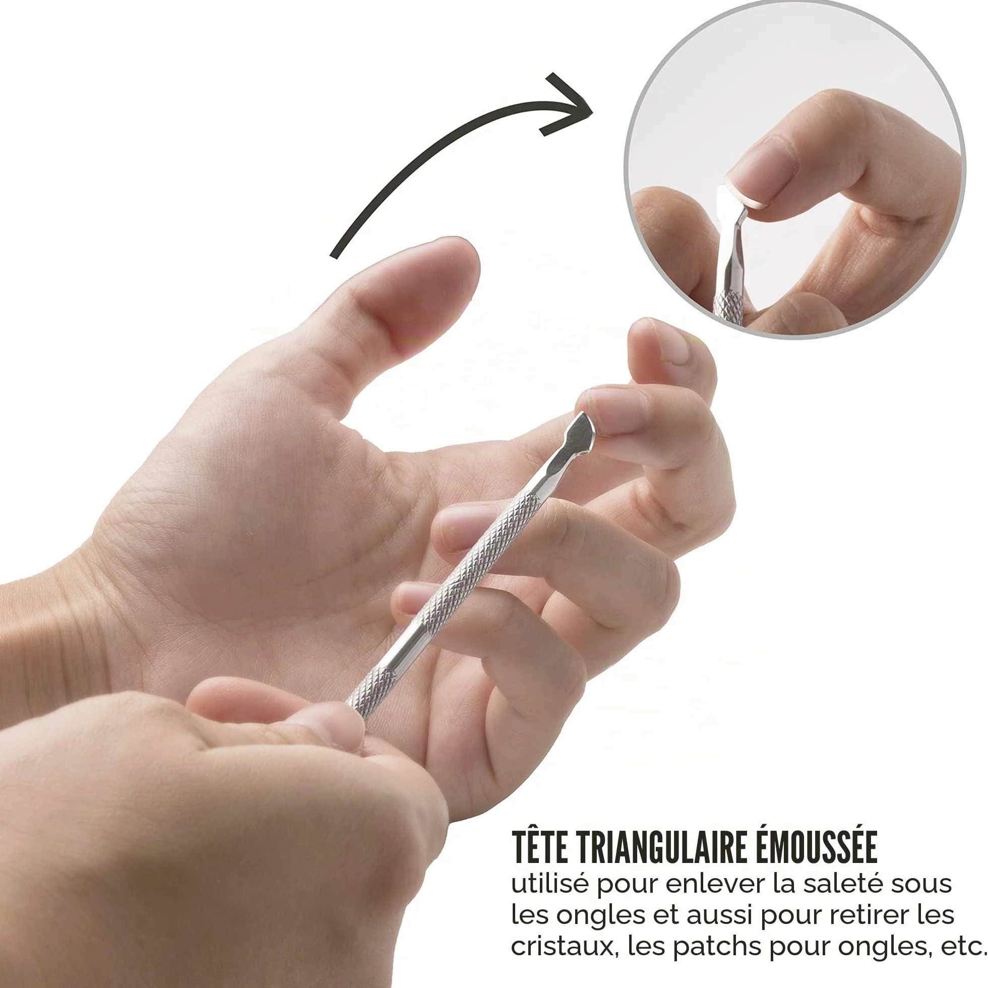 Repousse cuticule ongle professionnel acier inoxydable - Outil manucure pédicure