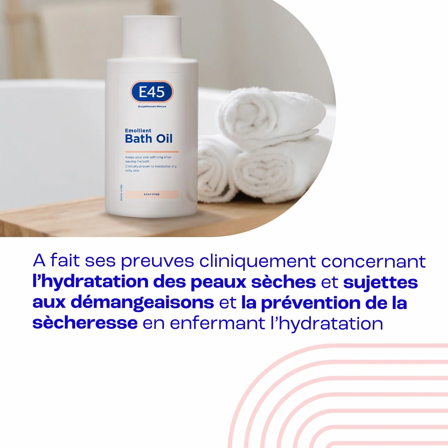 E45 Huile de bain adoucissante 500 ml - Gel douche hydratant sans savon ni parfum - Testé dermatologiquement