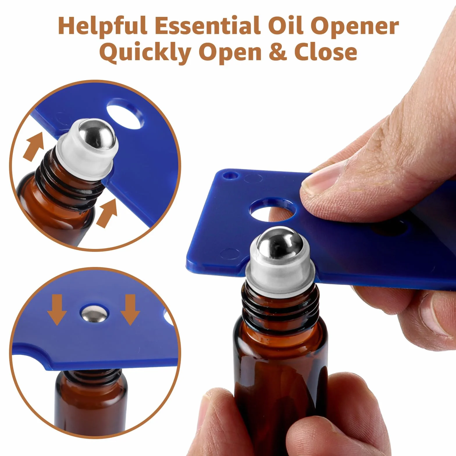 Huiles essentielles Roller bouteilles en verre 10ml vide brun Roll-on avec entonnoir pipettes