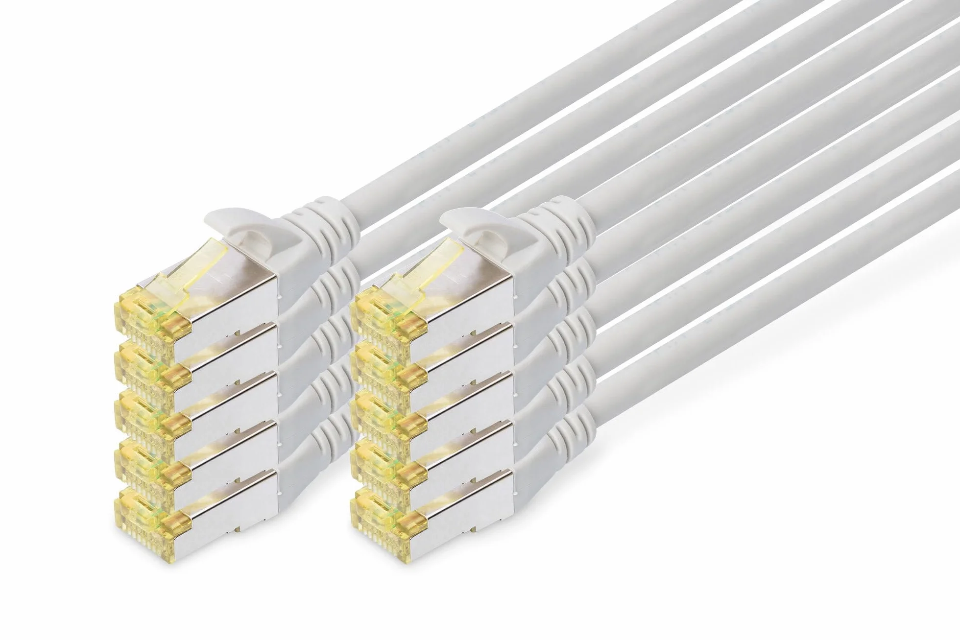 DIGITUS Câble LAN Cat 6A 0,5m 10 pièces RJ45 S/FTP Blindé Gris