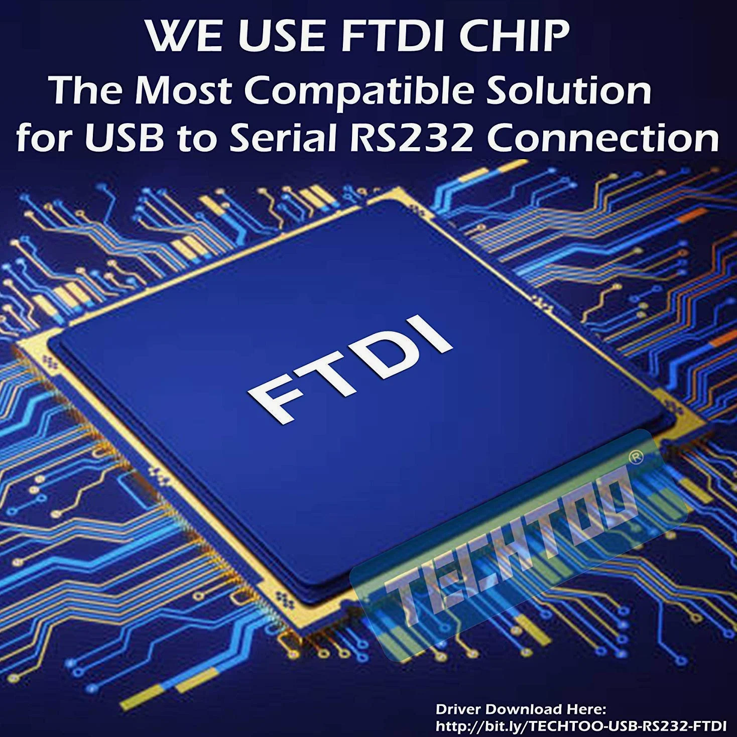 TECHTOO Adaptateur convertisseur professionnel FTDI à 2 ports USB vers câble série RS232 DB9 9 broches mâle vers mâle avec vis moletée