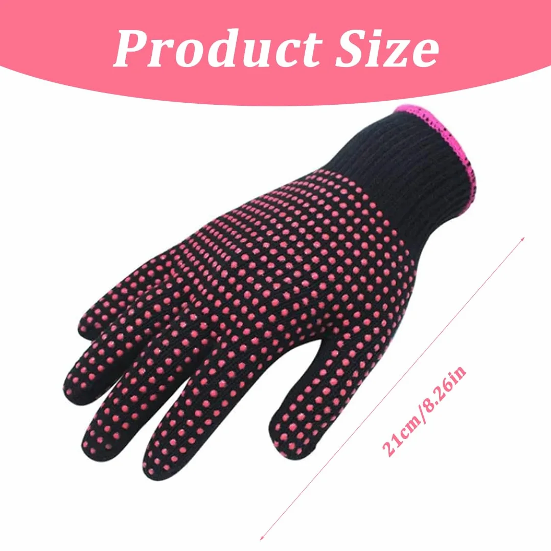 Gants professionnels résistants à la chaleur pour coiffer les cheveux, fer à friser, fer à lisser, 2 paires + 2 barrettes