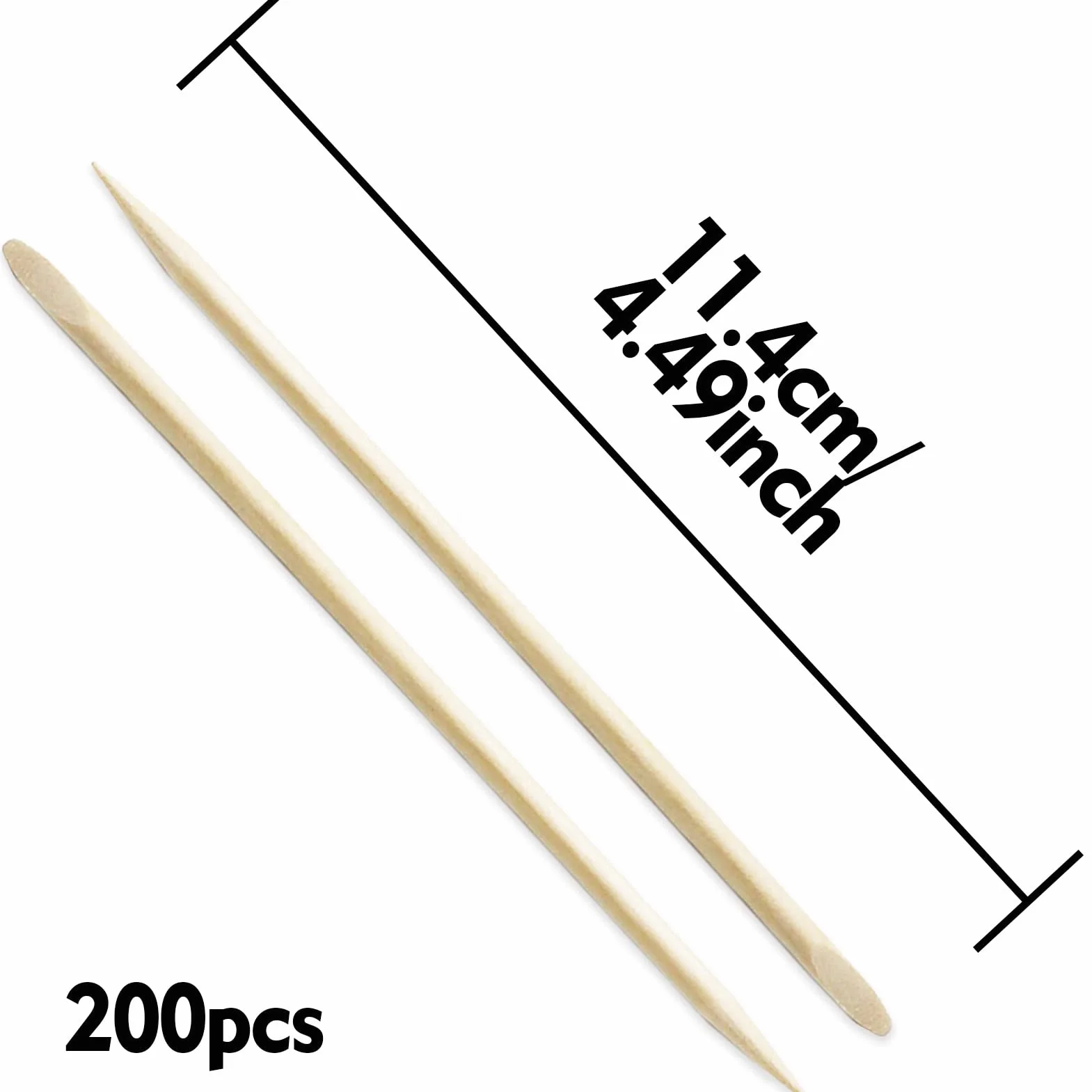 Lot de 200 bâtonnets à ongles en bois orange double tête multifonction pour cuticules manucure pédicure