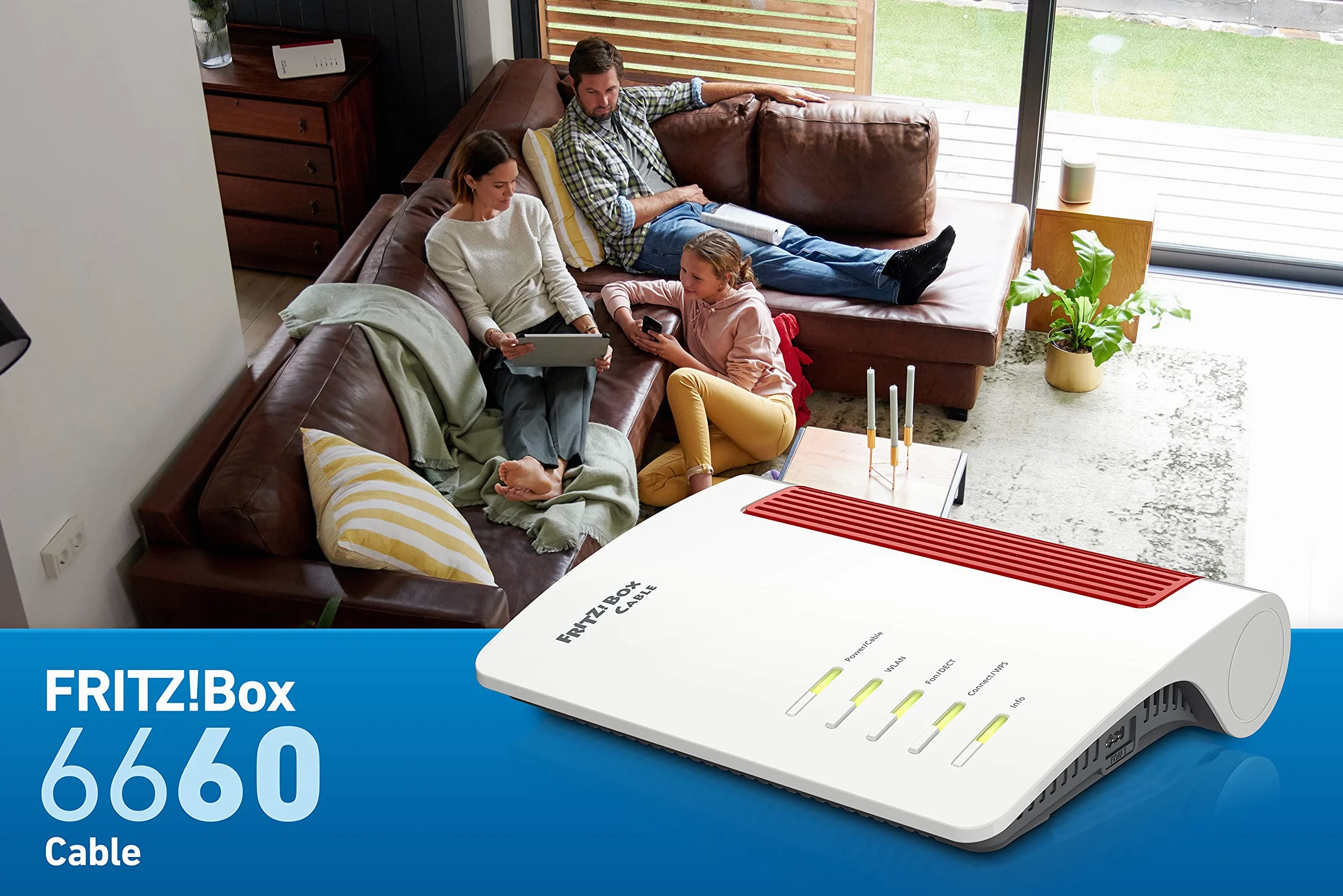AVM FRITZ!Box 6660 Câble (modem câble DOCSIS 3.1, 2 x 2 WLAN AX (Wi-Fi 6) avec 2 400 Mbit/s (5 GHz) et 600 Mbit/s (2,4 GHz), 1 port LAN 2,5 Gigabit) (reconditionné)