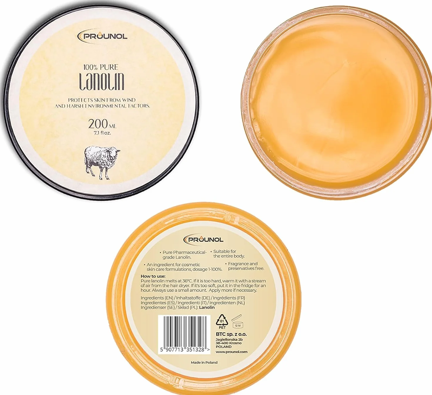 Prounol Lanoline Pure 200ml Crème Peaux Très Sèches