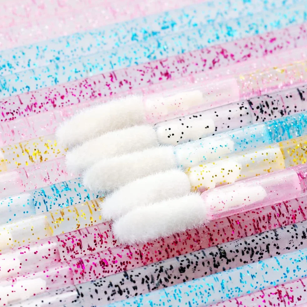 G2PLUS Pinceaux Lèvre Jetables Brosse à Lèvres Applicateur Lip Brush Maquillage Kits Poignée Cristal Multicolor