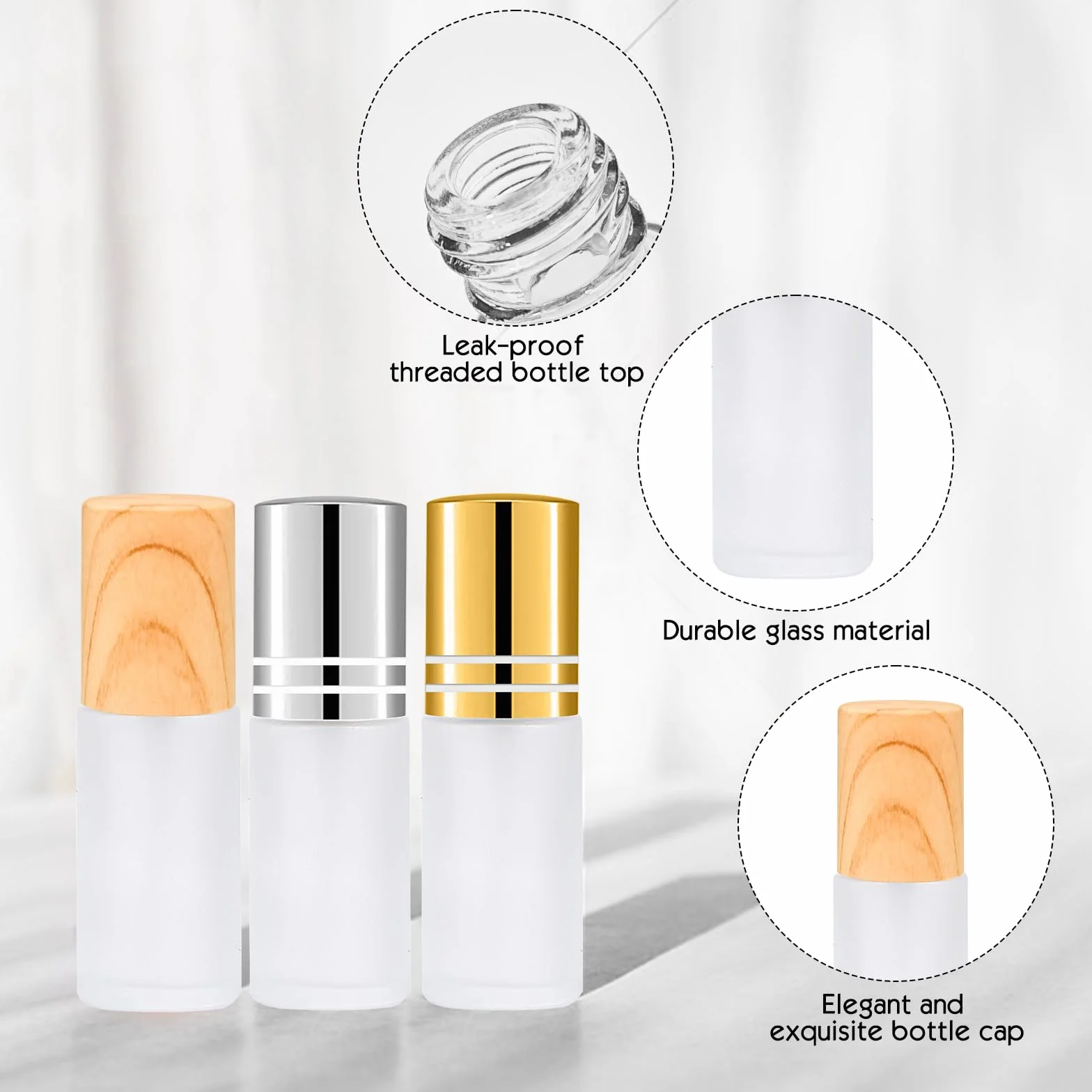 Flacon Roll on Vide 10ml Huile Essentielle Vide avec Bille en Acier Inoxydable pour Parfums Massage