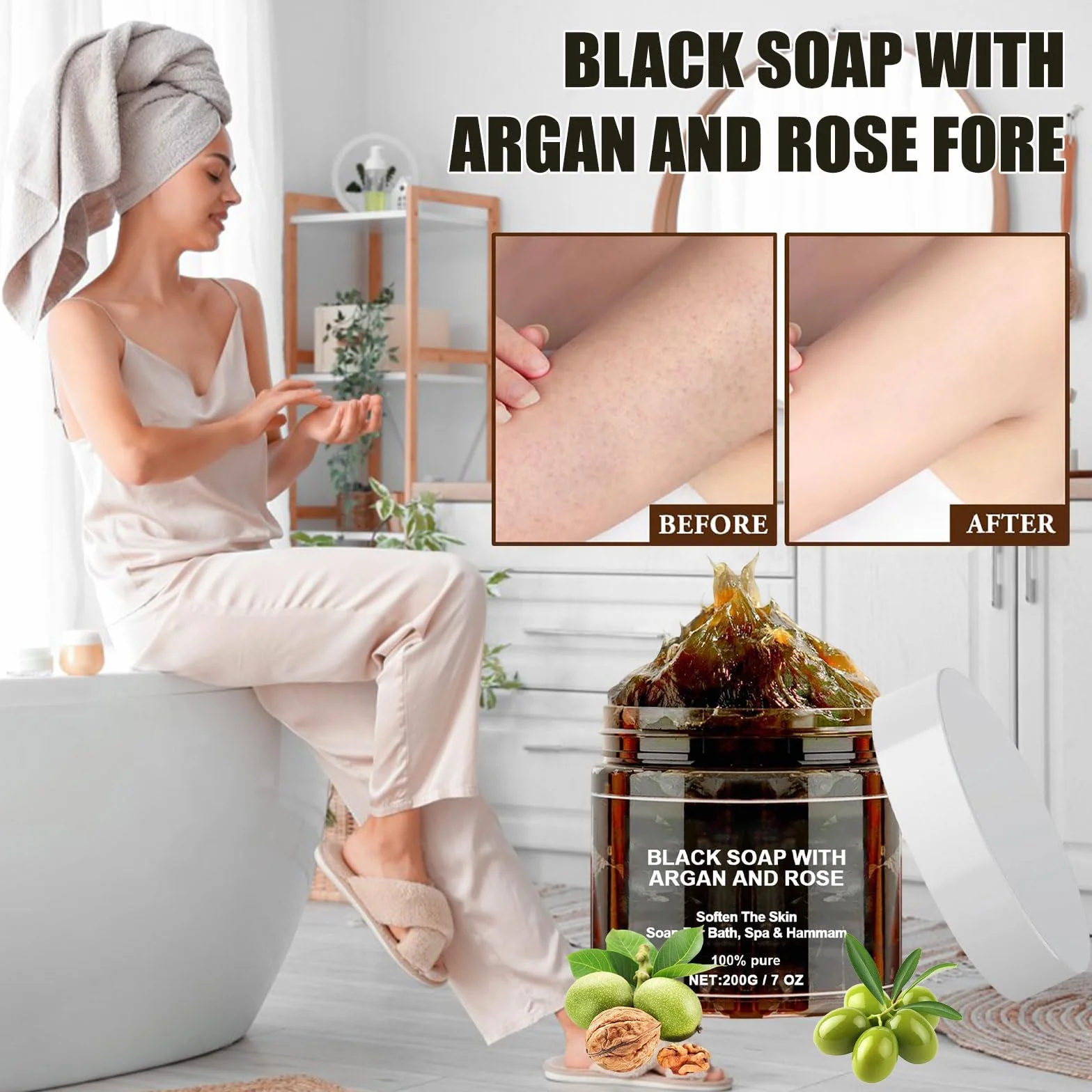 Savon Noir Marocain 200g - Gommage Corps Exfoliant