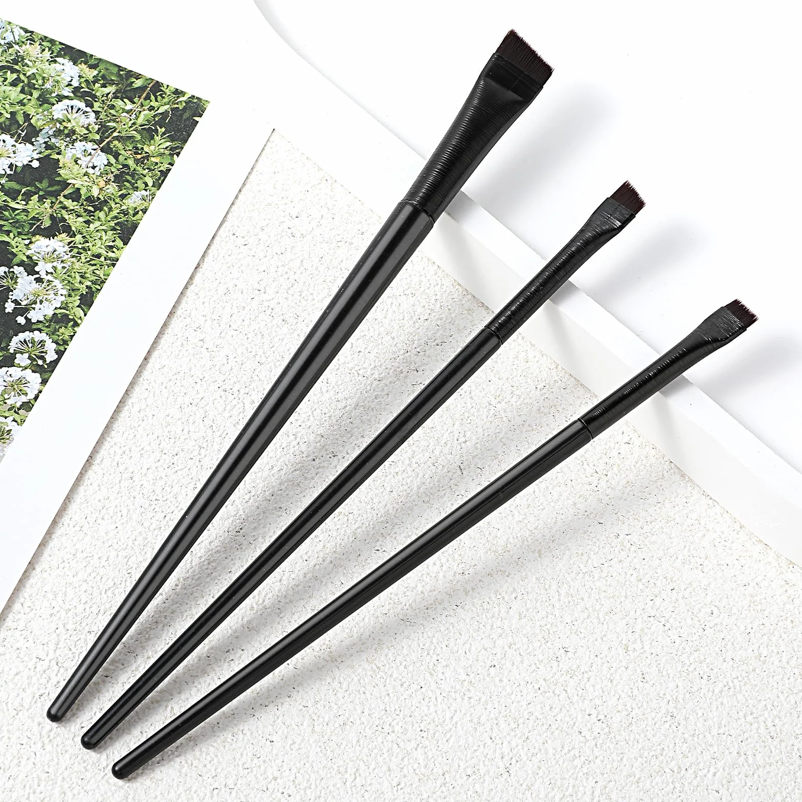 Pinceaux À Sourcils Lot De 3 Pinceau Biseauté Fin Poils Synthétiques Sans Cruauté