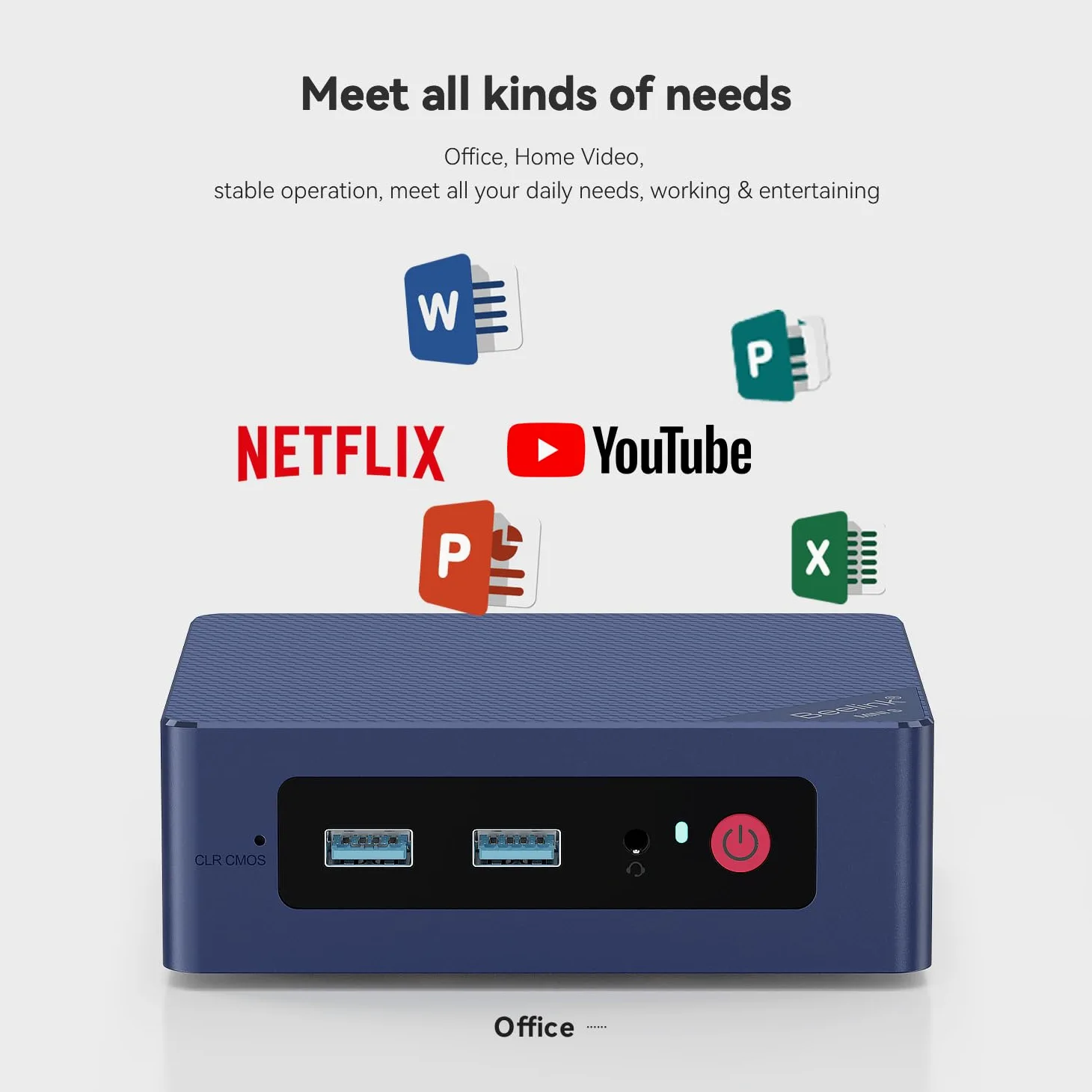 Beelink Mini S12 Mini PC, Intel Alder Lake-N N95 (4C/4T, jusqu'à 3,4 GHz) 16Go DDR4 RAM 500Go M.2 2280 SSD, Mini Ordinateur de Bureau 4K 60Hz Dual HDMI, WiFi5, Bluetooth 4.2, 2.5G LAN