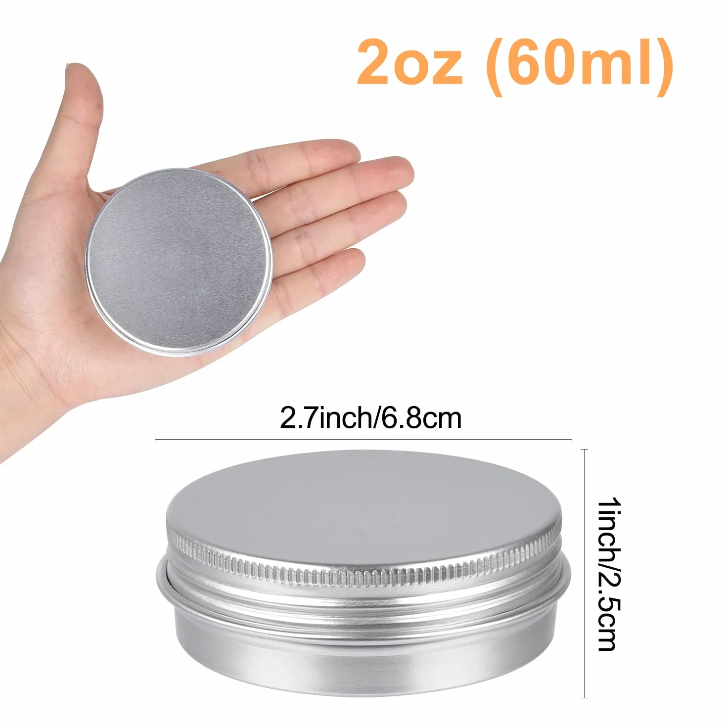 Sopito 24 Pièces 60ml Boîtes de Conserve en Aluminium, Contenants Ronds Métal avec Couvercle à Vis pour Bougies, Pommades, Cosmétiques