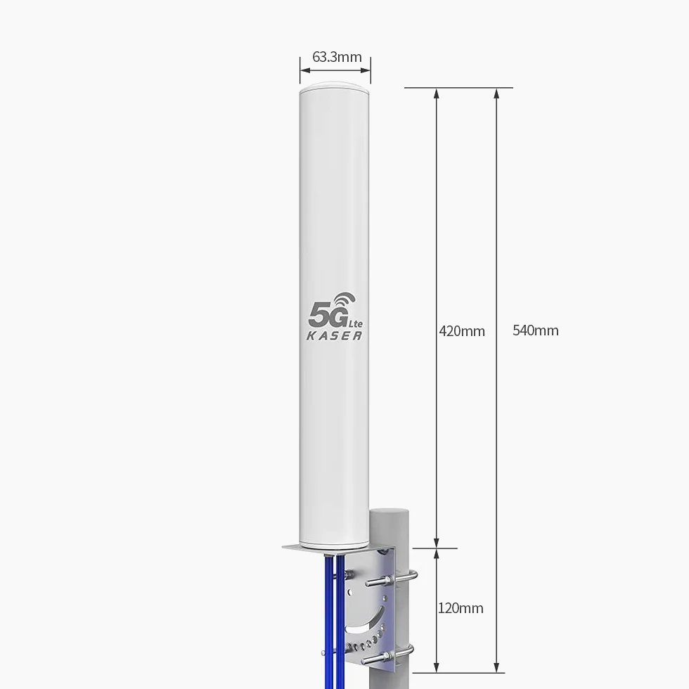 KASER Antenne 4G 5G LTE Exterieur Mimo Omnidirectionnel Étanche 698-2700 | 3300-3800 MHz Connecteur N-SMA Adaptateur TS9 Compatible pour Routeur 4g 5g Réception jusqu'à 15 KM (Câble 2 x 10M)