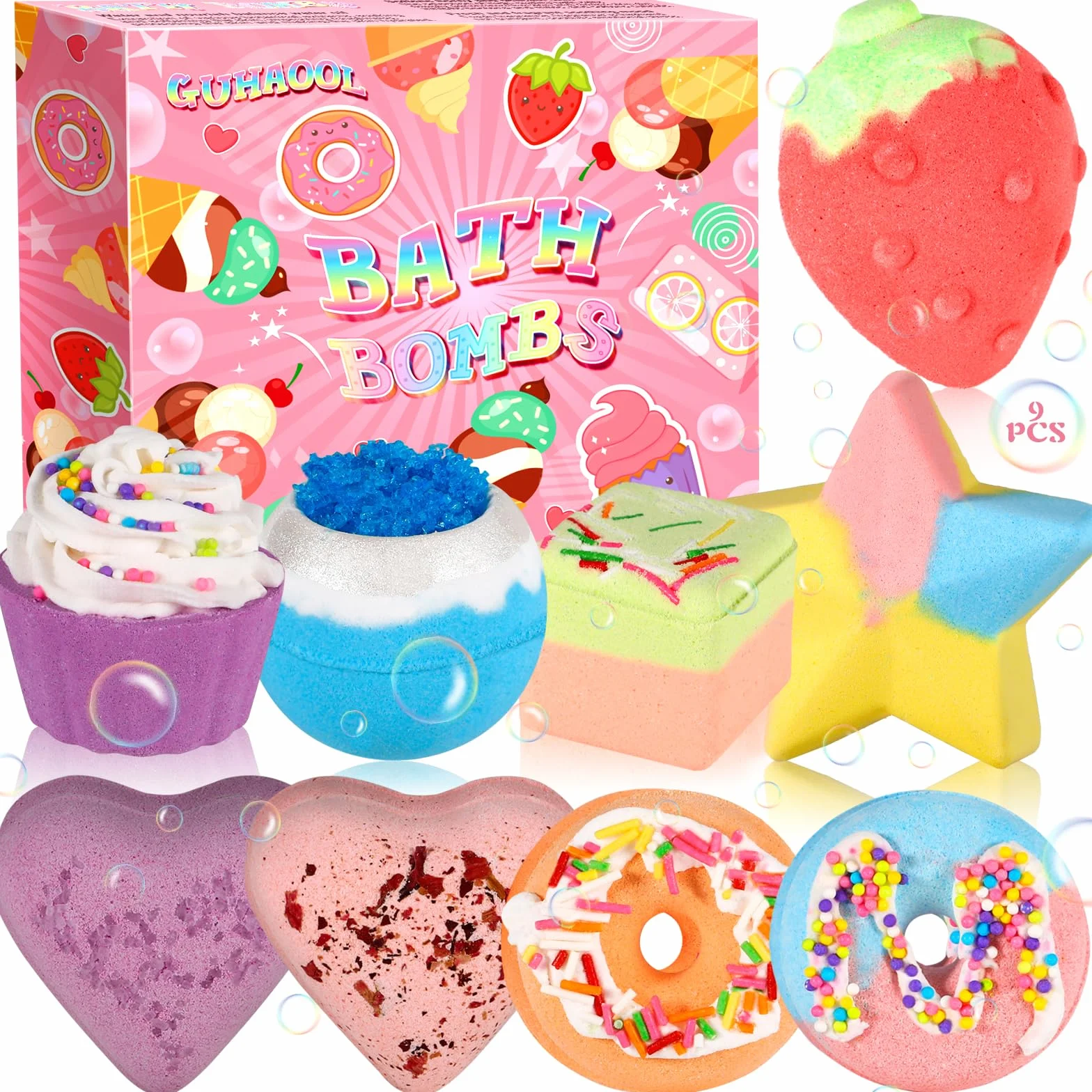 Coffret Cadeau Bombes de Bain Moussantes Biologiques Lot de 9