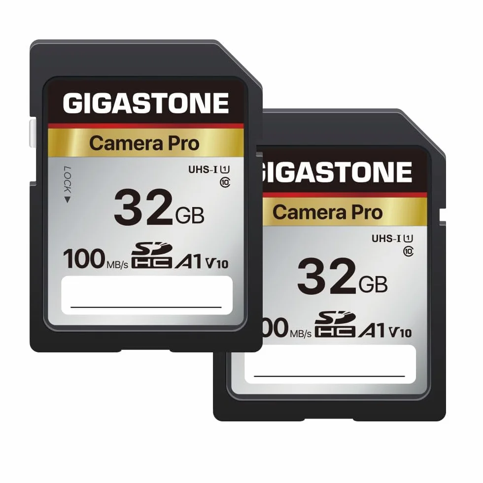 Gigastone Carte Mémoire SDHC 32 Go Lot de 2, Classe 10 UHS-I U1 V10 100 Mo/s pour Caméra Canon Nikon Sony