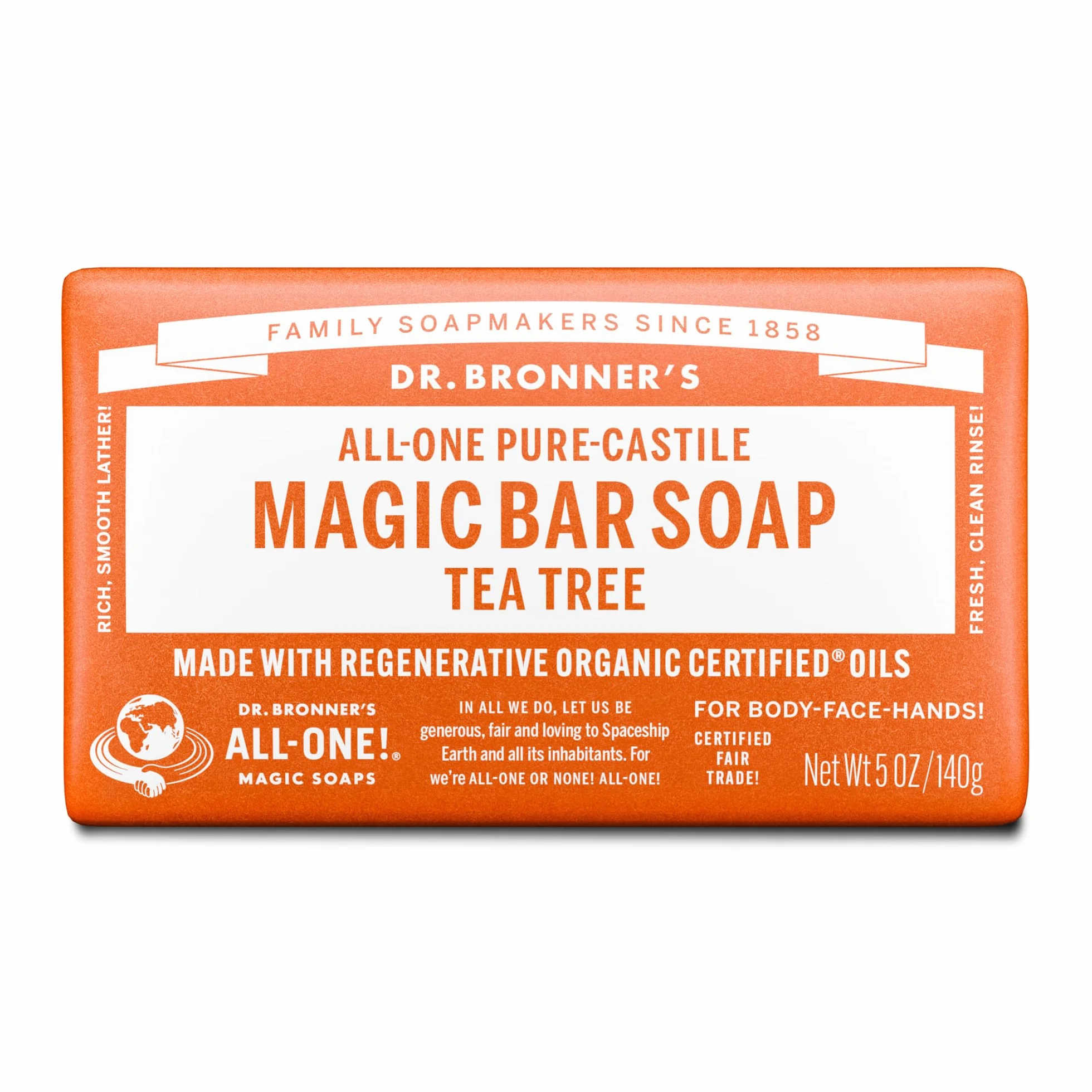 Dr. Bronner's Magic Soaps Savon de Castille pur Arbre de thé Tout-Un chanvre 5 oz 140 g