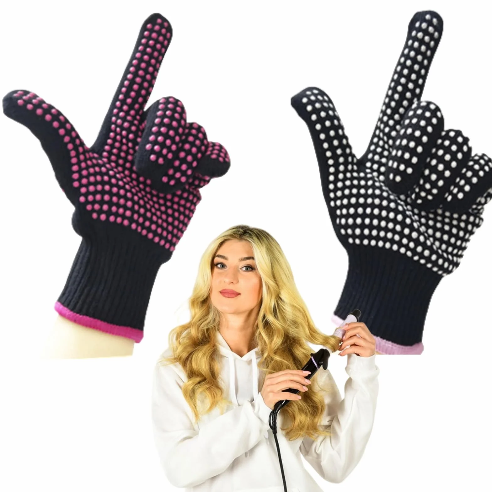 Gants Résistants à Chaleur pour Coiffure, 2 Pièces Anti Chaleur Fer à Lisser Friser