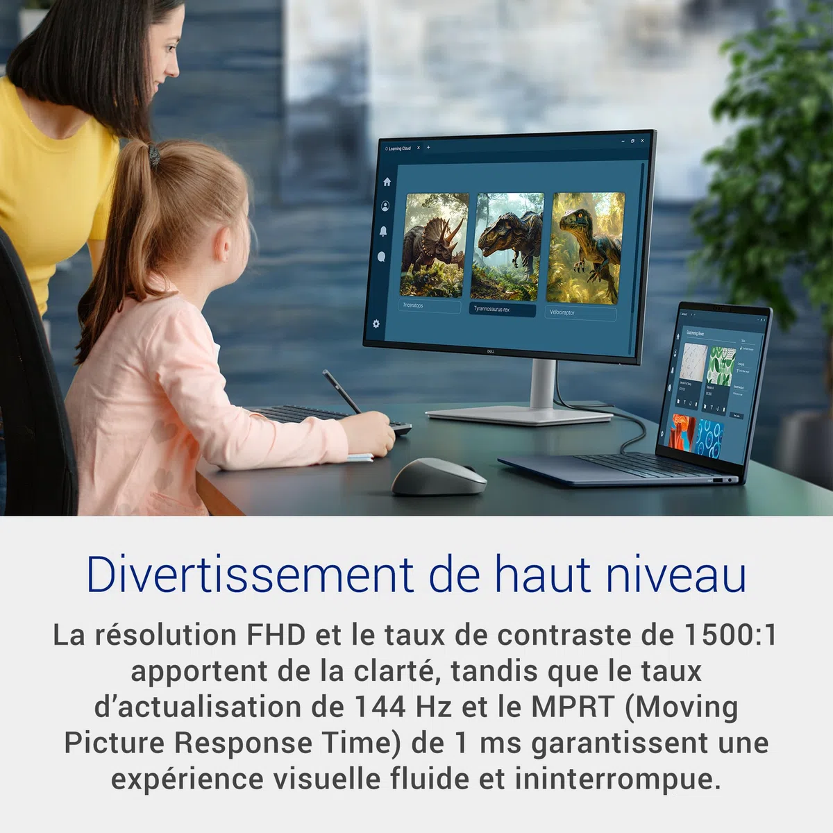 Dell 27 Plus Moniteur S2725HSM, FHD, Dalle IPS, 144Hz, Eye Comfort, Blanc