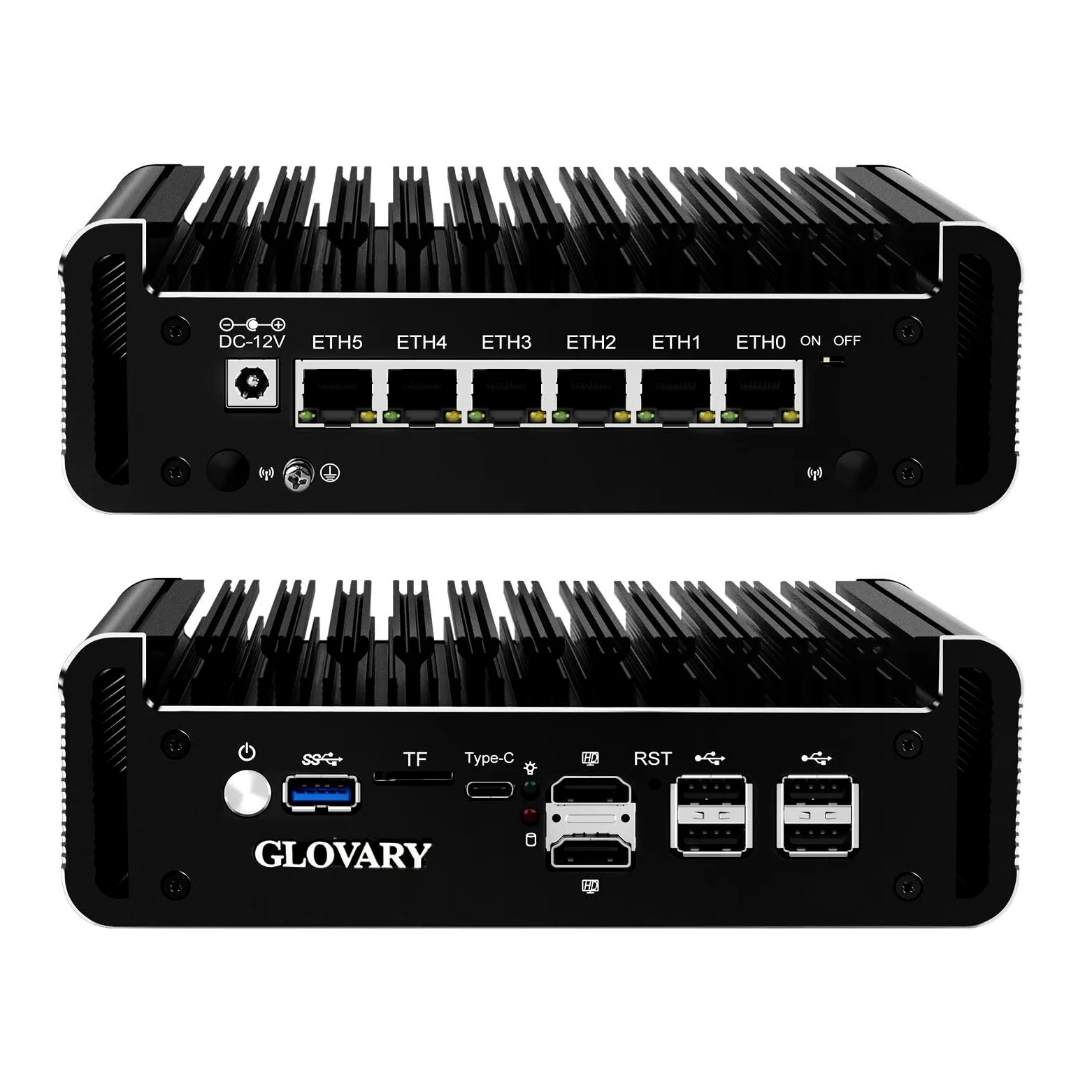 N150 Mini PC Firewall (N100 Upgrade), 6 x 2.5 GoE i226V LAN Fanless OPNsense Router Computer, DDR5 8 Go RAM 128 Go NVMe SSD, AES-NI, 2HD + USB-C 3 Display, 2 x M.2 NVMe Slot