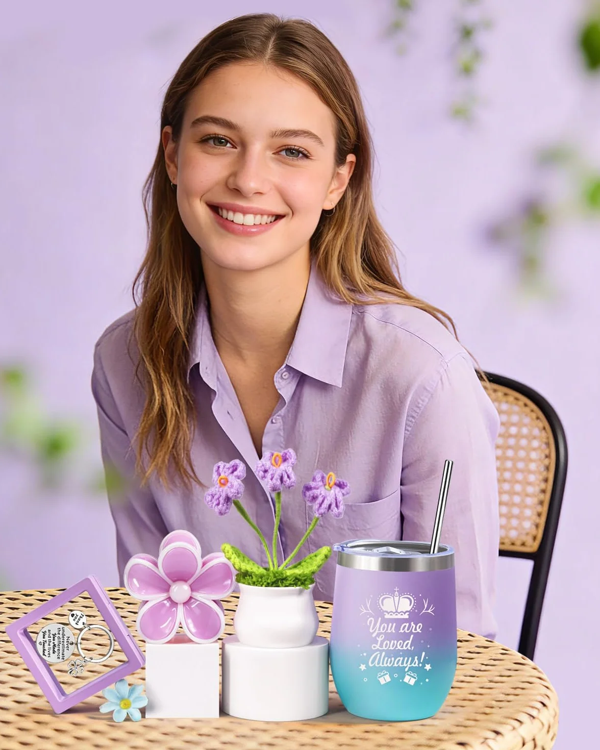 LIVEHITOP Coffret Cadeau Femme Personnalisé 7 Pièces Mug Isotherme