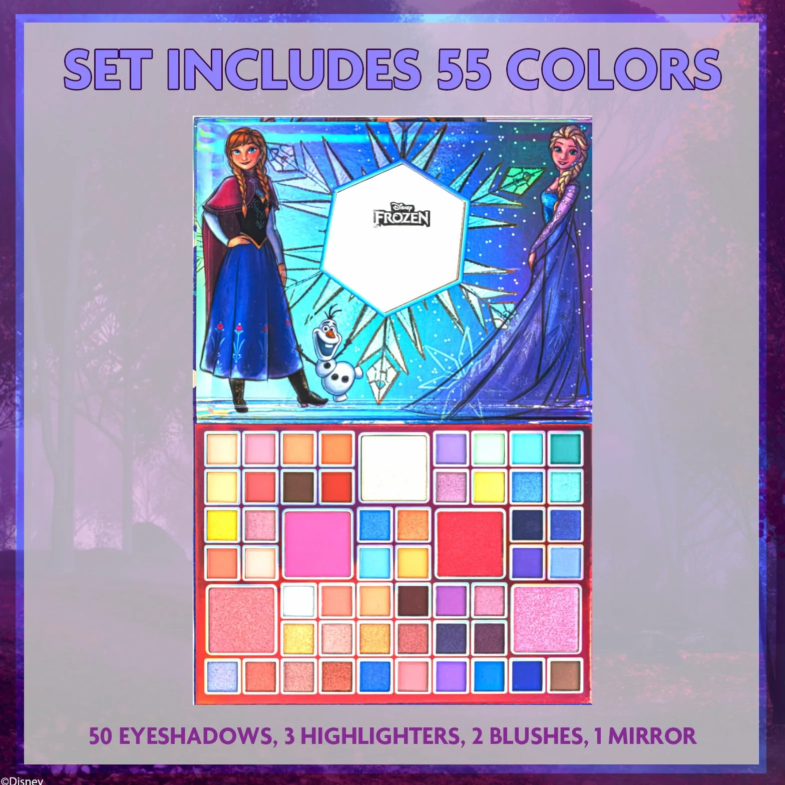 Disney Frozen Palette Ombres à Paupières 55 Couleurs Miroir