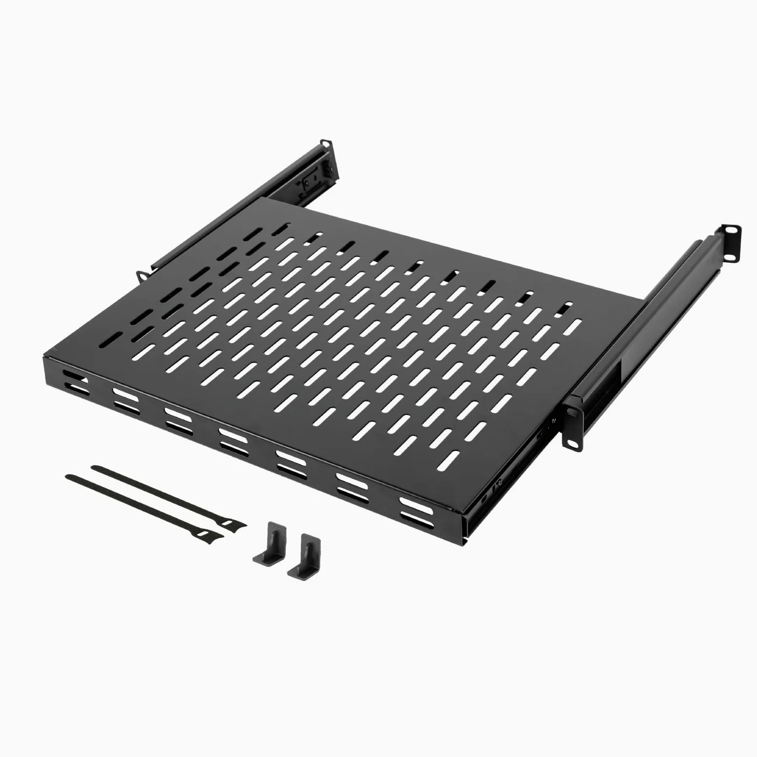 Tecmojo Rack de serveur à 4 montants 1U et étagère réseau coulissante profondeur réglable 350 mm-500 mm avec vis M6 et butée antidérapante