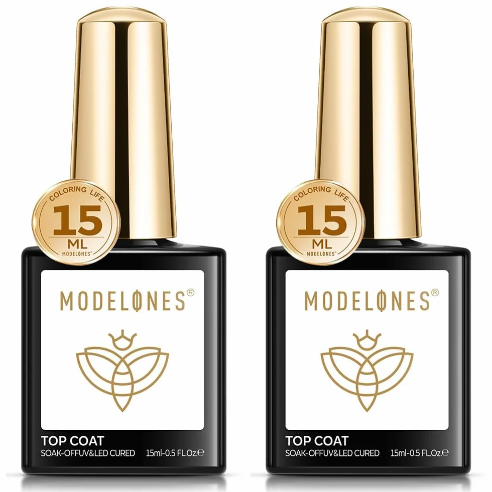 Modelones Top Coat Semi Permanent 2x15ml UV/LED Ultra Brillant Finition Longue Durée