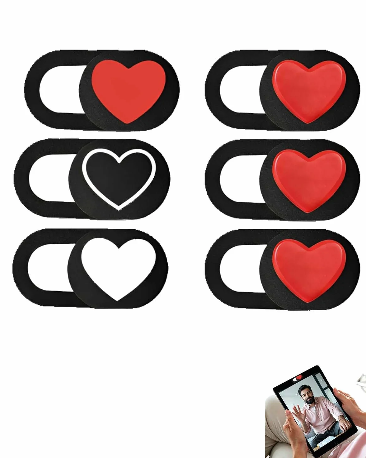 Cache Webcam Lot de 6 Ultra Fin Confidentialité Anti-Espion pour Ordinateur Portable Smartphone Tablette Design Cœur