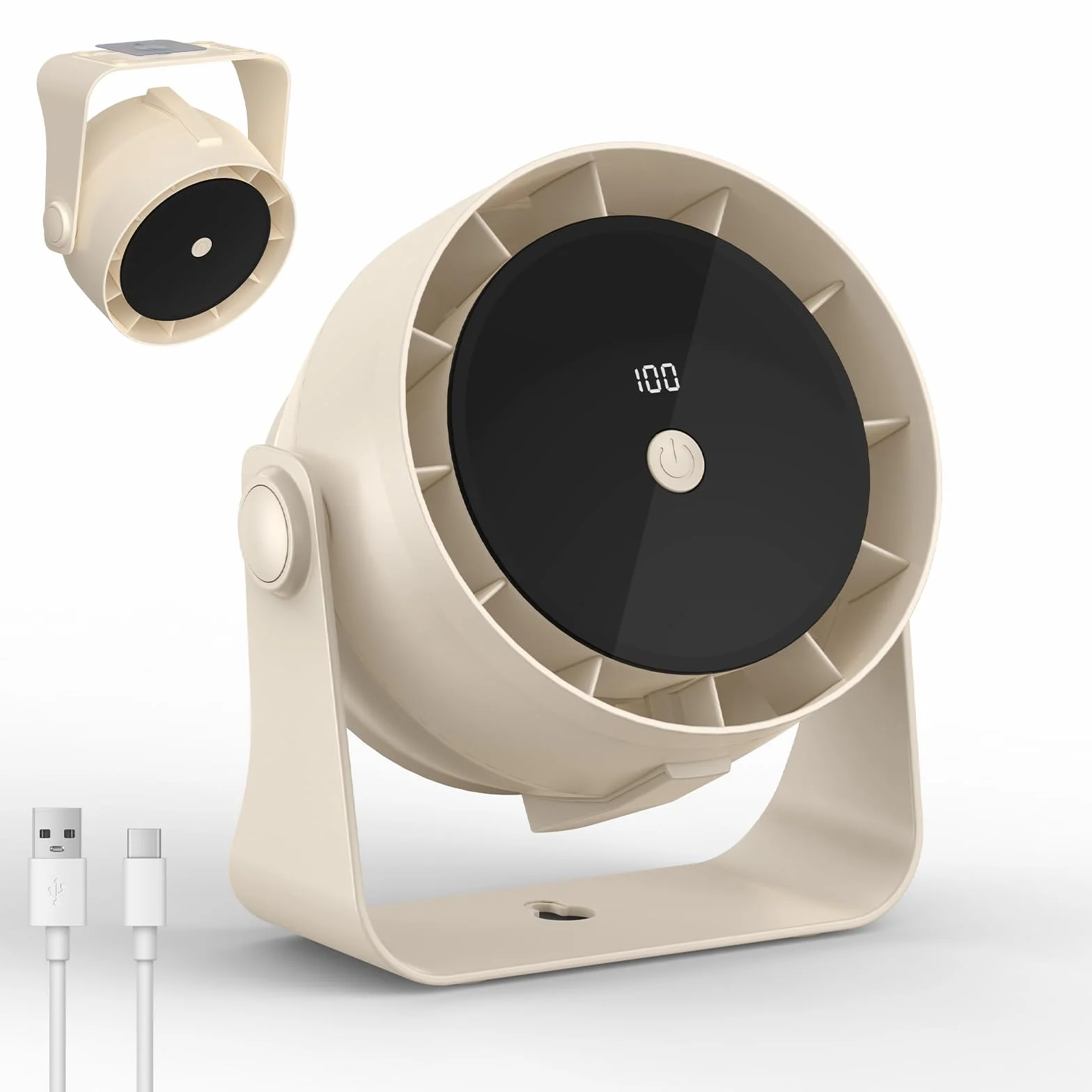 Mini Ventilateur de Bureau Silencieux, Rechargeable Ventilateur USB