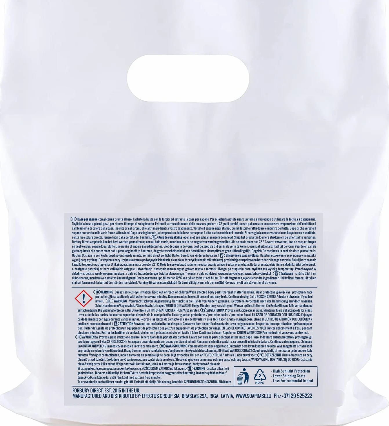 Base de Savon de glycérine Transparent 1kg, Melt and Pour, sans SLS