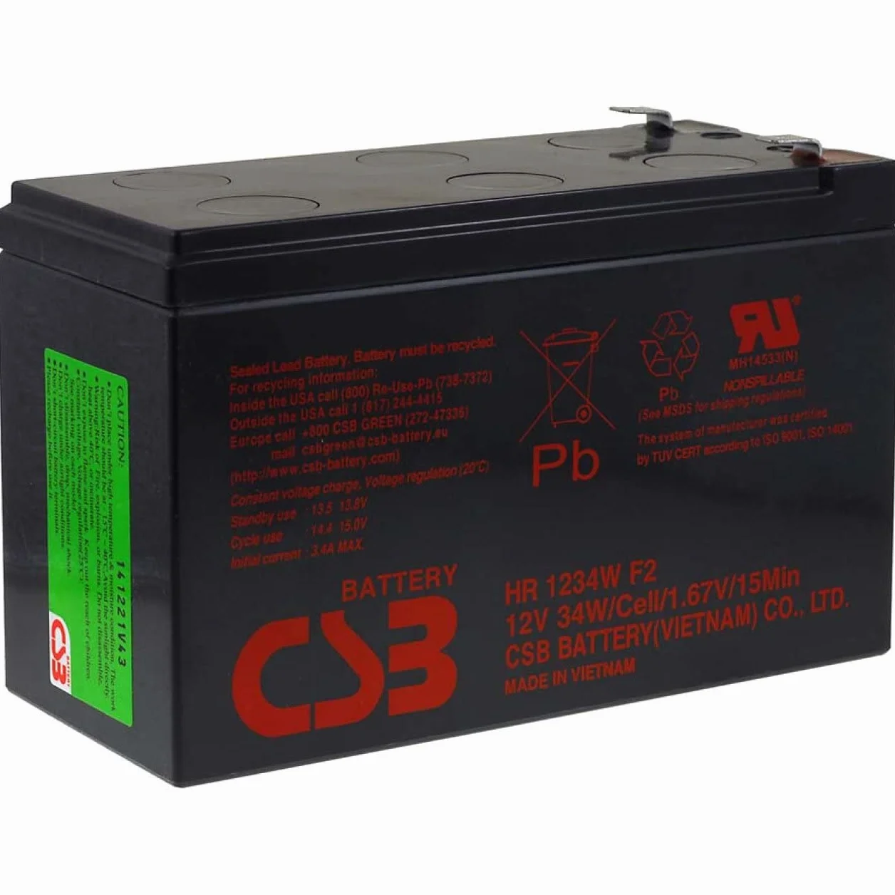 CSB HR1234WF2 Batterie au Plomb 12 V 9 Ah pour APC Back-UPS BE550G