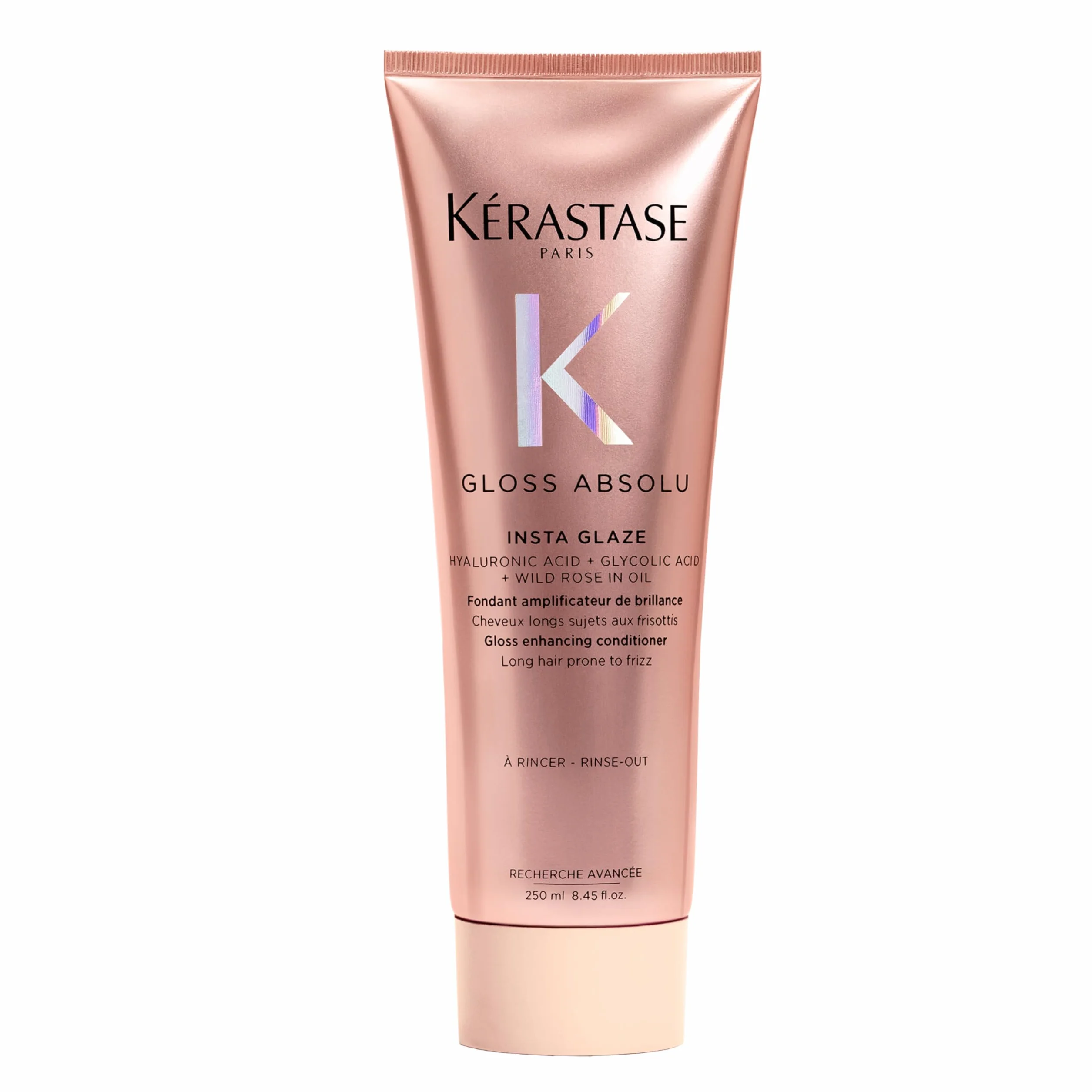 KÉRASTASE Gloss Absolu Fondant Insta Glaze Après-Shampoing Brillance Cheveux Ternes Acide Hyaluronique Acide Glycolique Rose Sauvage Cheveux Longs Frisottis