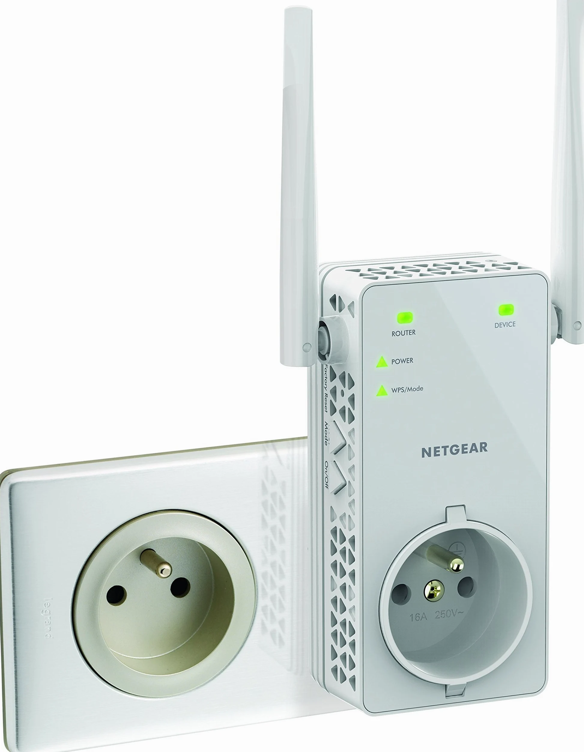 NETGEAR Répéteur WiFi, Amplificateur WiFi AC1200, WiFi Booster, jusqu'à 90m², WiFi Extender avec Prise de courant Intégrée & Pack de 2 prises CPL 1000 Mbps avec Prise Filtrée, et 1Port Ethernet