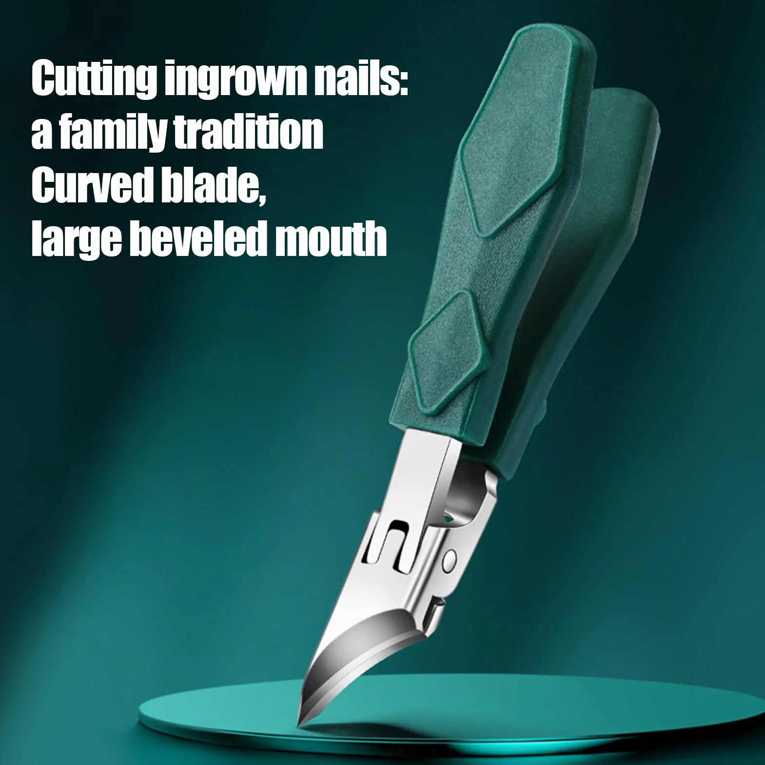 Slanted Nail Clippers Curved Pedicure Tool, Heavy Duty Trimmer, Anti-Splash Blade, Ergonomic Handle, Silver Finish, 10.2 x 1.8 cm