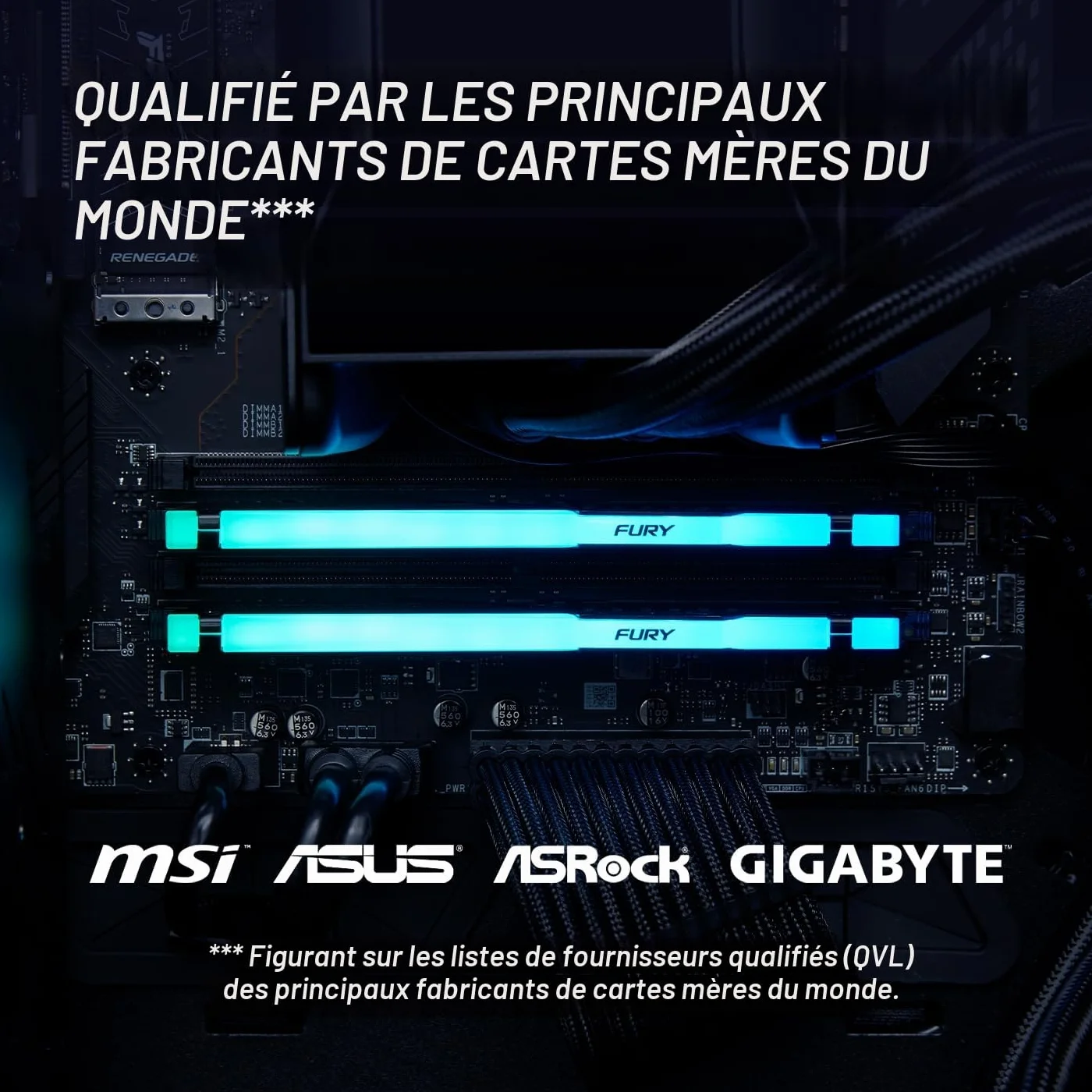 Kingston FURY Beast Noir RGB 32Go (2x16Go) 6000MT/s DDR5 CL30 DIMM Mémoire PC Gamer Kit AMD EXPO Intel XMP