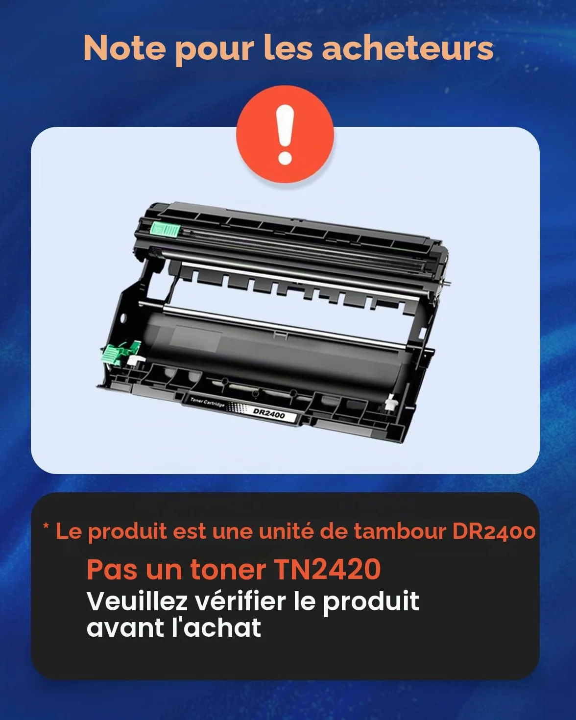 Skydo DR2400 DR-2400 Tambour Compatible Brother HL-L2310D HL-L2350DN HL-L2370DN DCP-L2510D DCP-L2530DW MFC-L2710DN MFC-L2730DW MFC-L2750DW