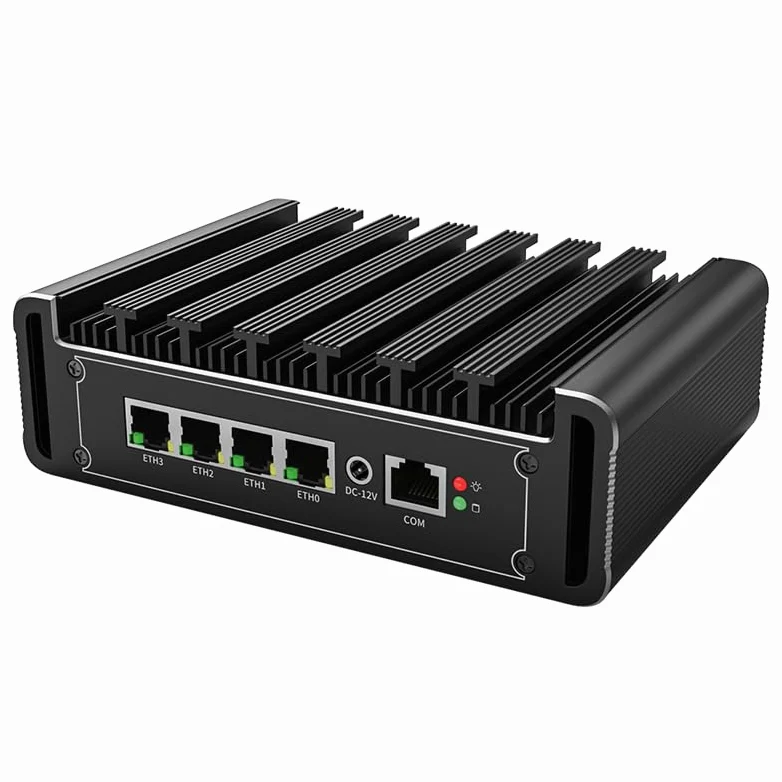 VENOEN Firewall Mini PC 2.5G 4 LAN, Fanless Router PC Celeron J6412, 16GB RAM 256GB SSD