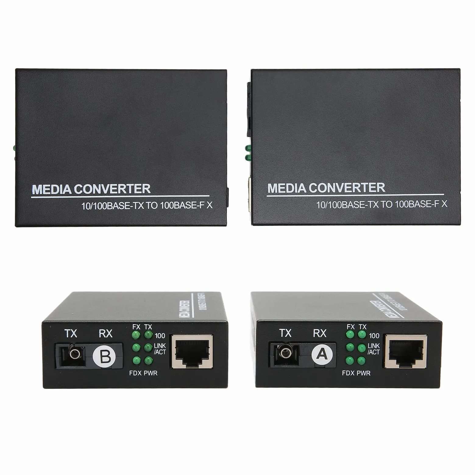 Annadue Convertisseur de Média Fibre Ethernet, RJ45 vers 100Base FX, Émetteur-Récepteur SC Monomode Intégré, 10/100M, Jusqu'à 25 Km