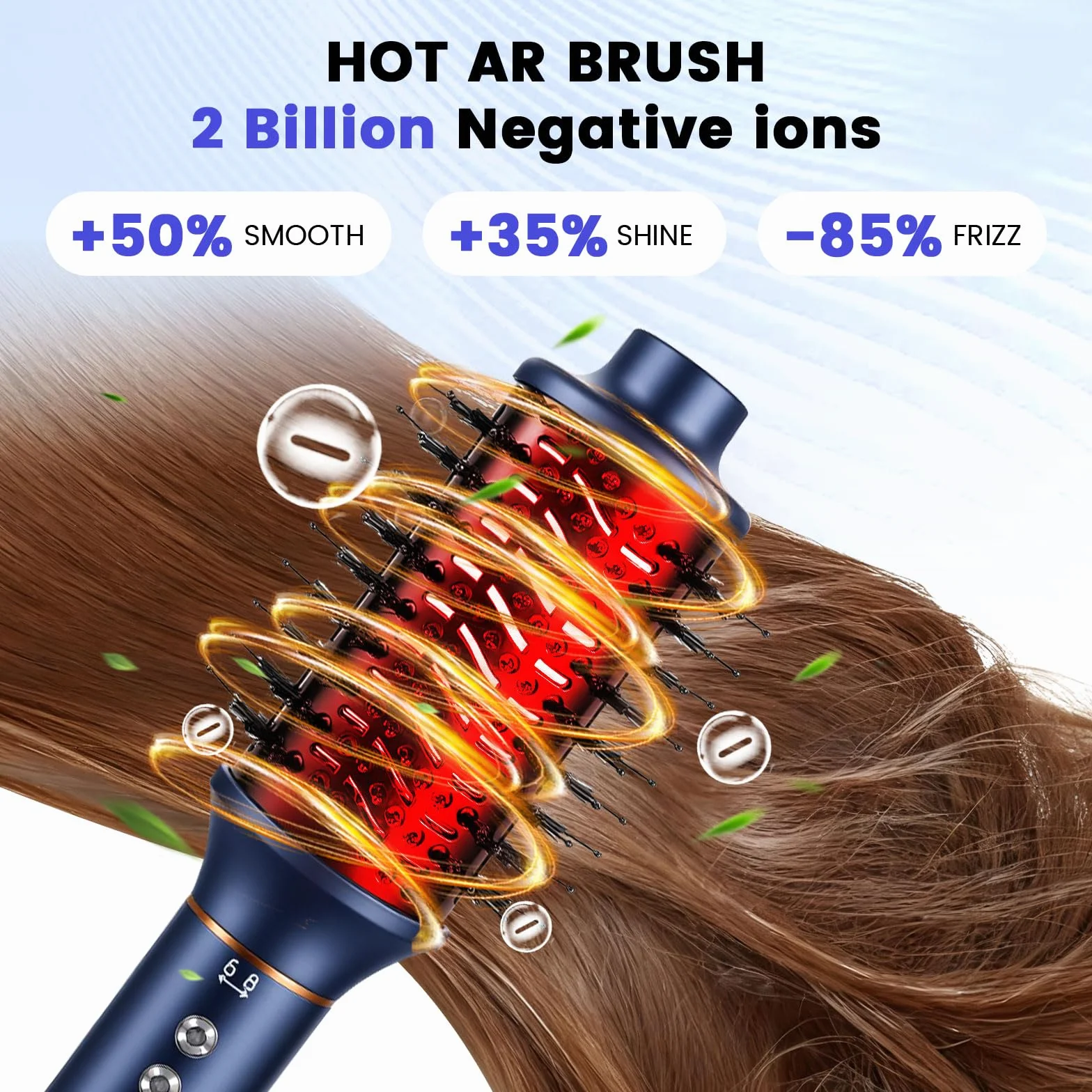 Air Brush 5 en 1 Hair Styler 1400W Seche Cheveux Brosse Lissante Fer a Boucler Bleu