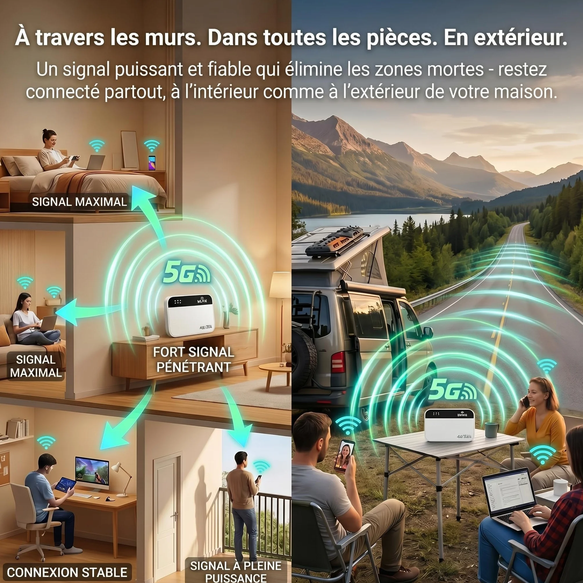 Routeur WiFi 5G Portable, Hotspot WiFi Nomade Voyage, Pocket WiFi, Slot SIM | 3000mAh, 14H Autonomie, 300Mbps, 28 Appareils, WiFi 6, Sans Abonnement, Plug & Play, Voyage, Camping, Télétravail, Plein Air