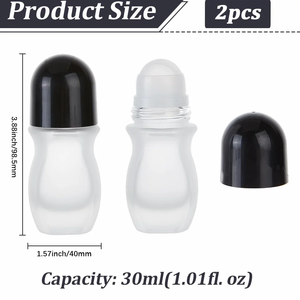 GORGECRAFT 2 Flacon Roller en Verre Dépoli 30 ML Vide Réutilisable pour Huiles Essentielles