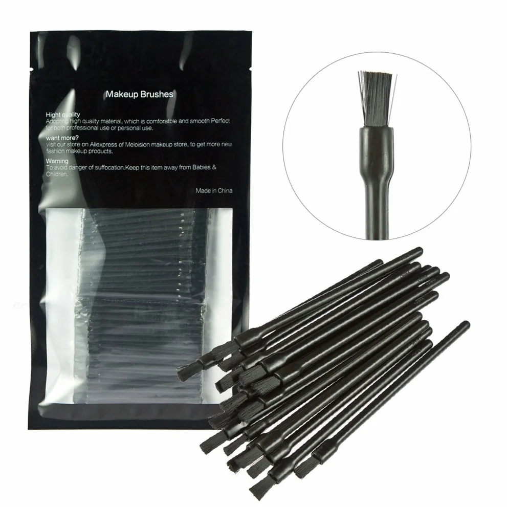 100 Pièces Pinceaux à Lèvres Jetables Kits d'Outils Maquillage Noir