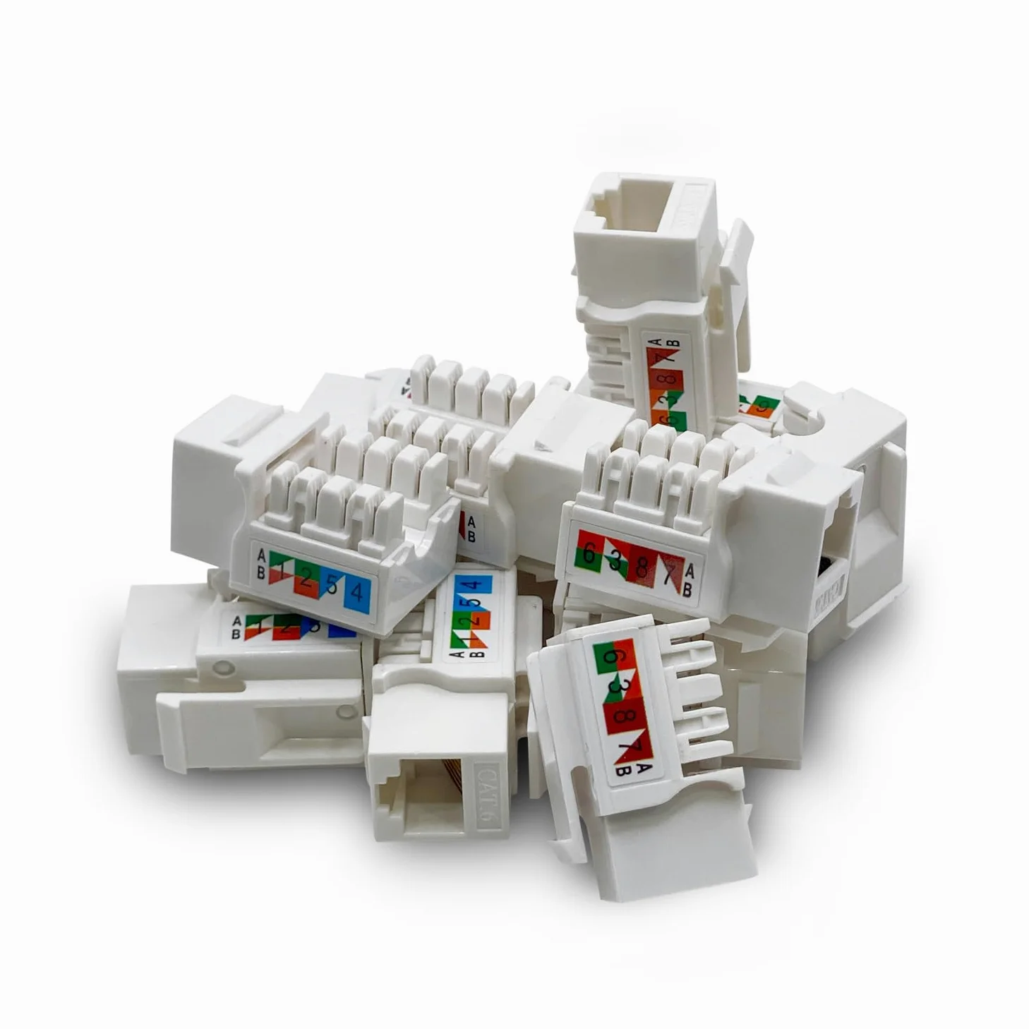 Lot de 5 prises Keystone Cat6 – [certifié UL] – Prise murale Ethernet – Coupleur réseau – Compatible Cat5/5e/6