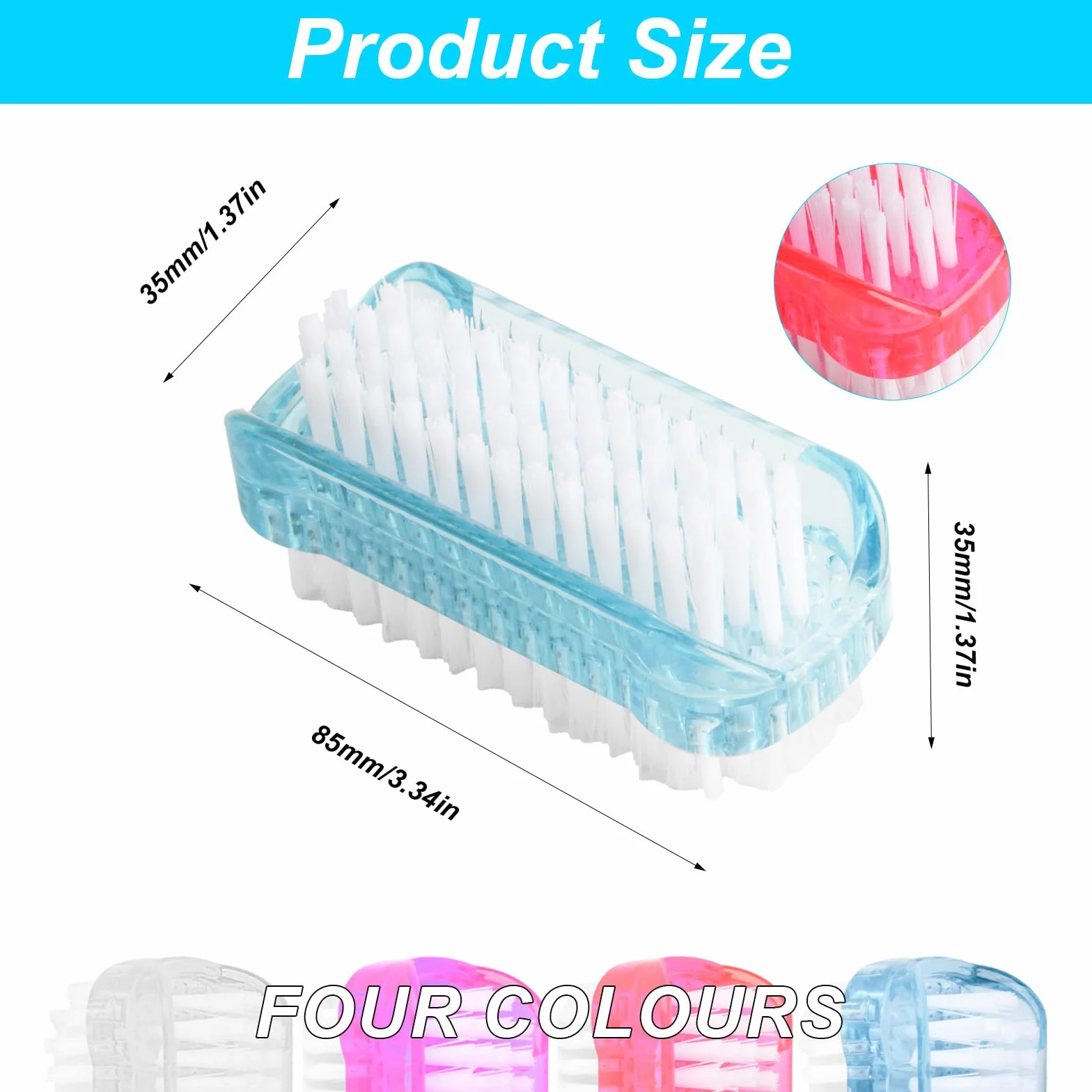Brosse à Ongles Main 4 Pcs, Brosse Nettoyage Mains Nail Art (4 Couleurs)